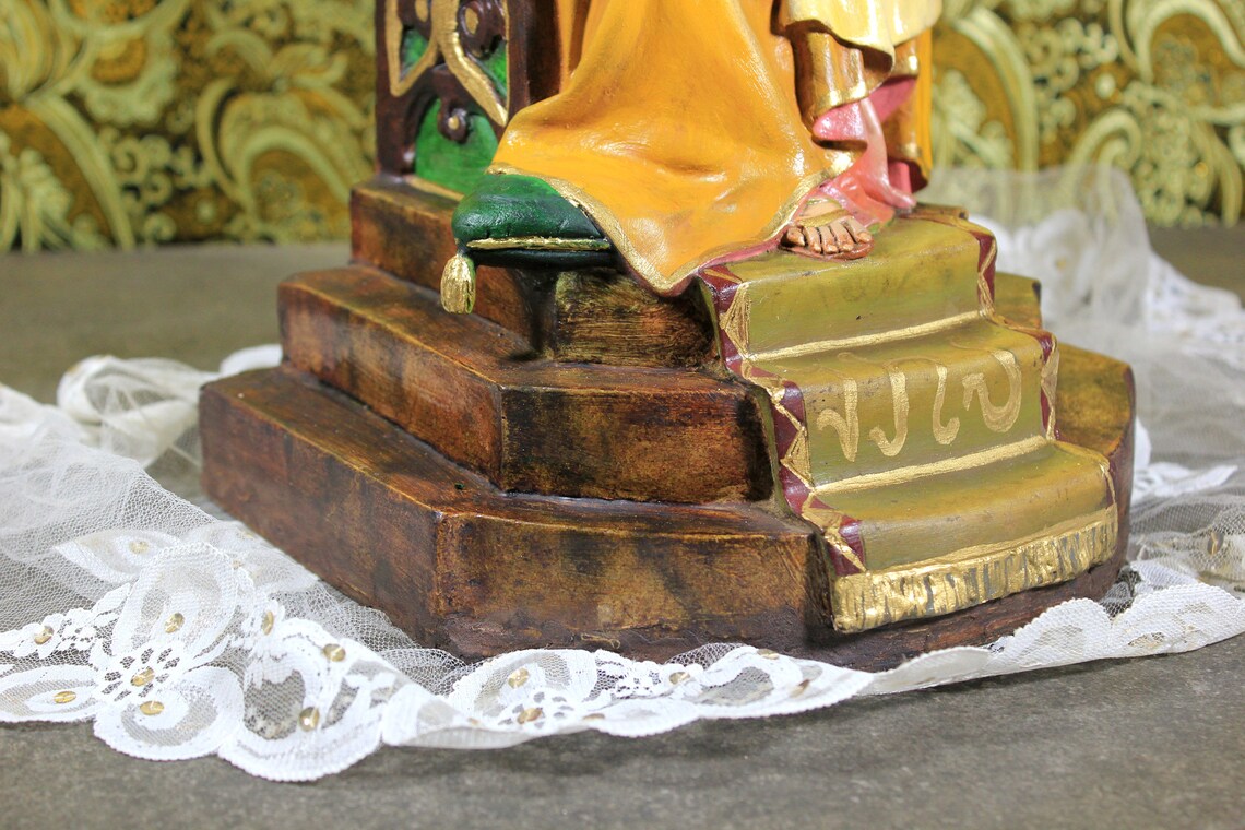 Gran Jesús en Trono, Escultura Jesucristo Entronizado, Figura Religiosa, Sagrado Corazón Jesús - Imagen 7