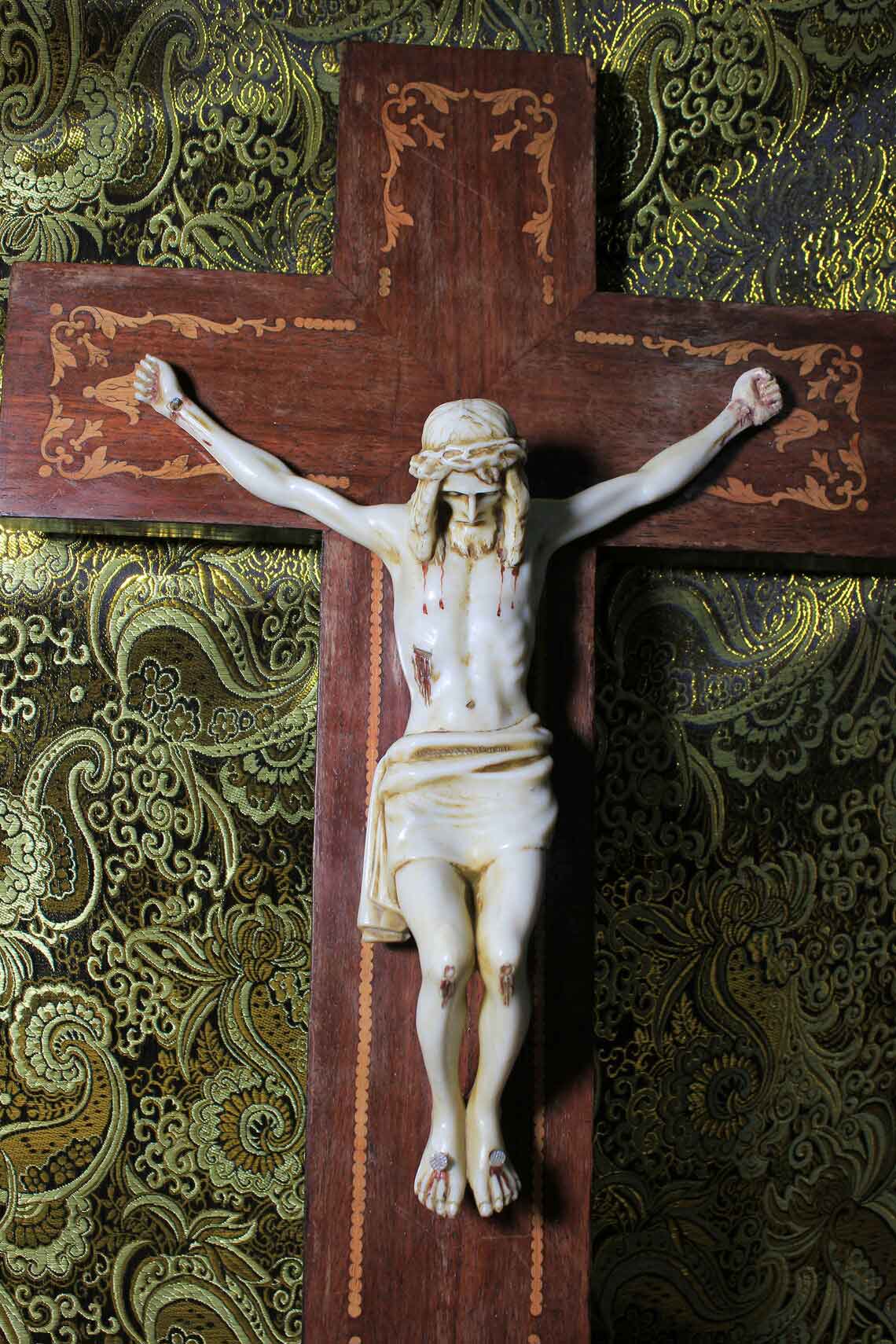 Antiguo Crucifijo, Cruz Madera, Crucifijo Alabastro, Arte Funerario, Crucifijo Mármol - Imagen 5