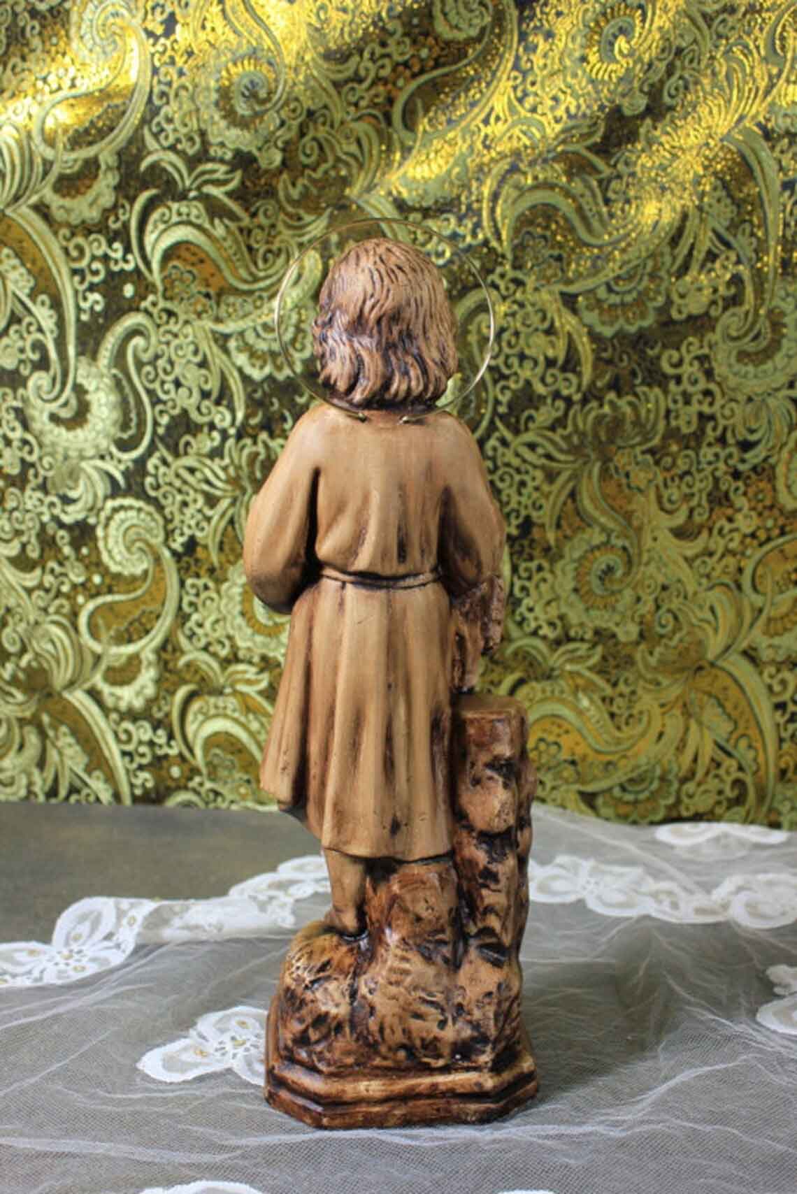 Niño San Juanito, Antiguo Niño con Cordero, Escultura El Buen Pastor, Escultura Escayola - Imagen 6