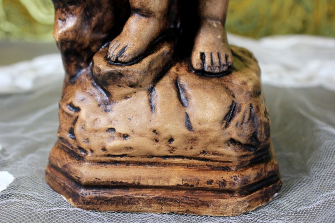 Niño San Juanito, Antiguo Niño con Cordero, Escultura El Buen Pastor, Escultura Escayola - Imagen 8