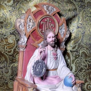 Gran Jesús en Trono, Escultura Jesucristo Entronizado, Figura Religiosa, Sagrado Corazón Jesús