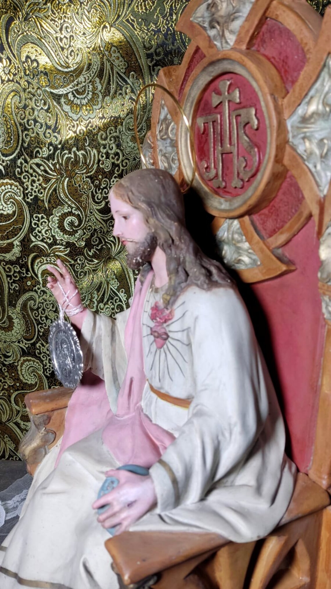 Gran Jesús en Trono, Escultura Jesucristo Entronizado, Figura Religiosa, Sagrado Corazón Jesús - Imagen 7