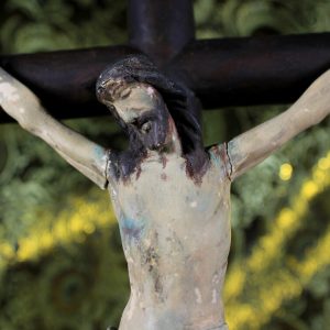 Crucifijo Madera, Talla Cristo, Antiguo Cristo Madera Policromado, Antigua Cruz de Mesa