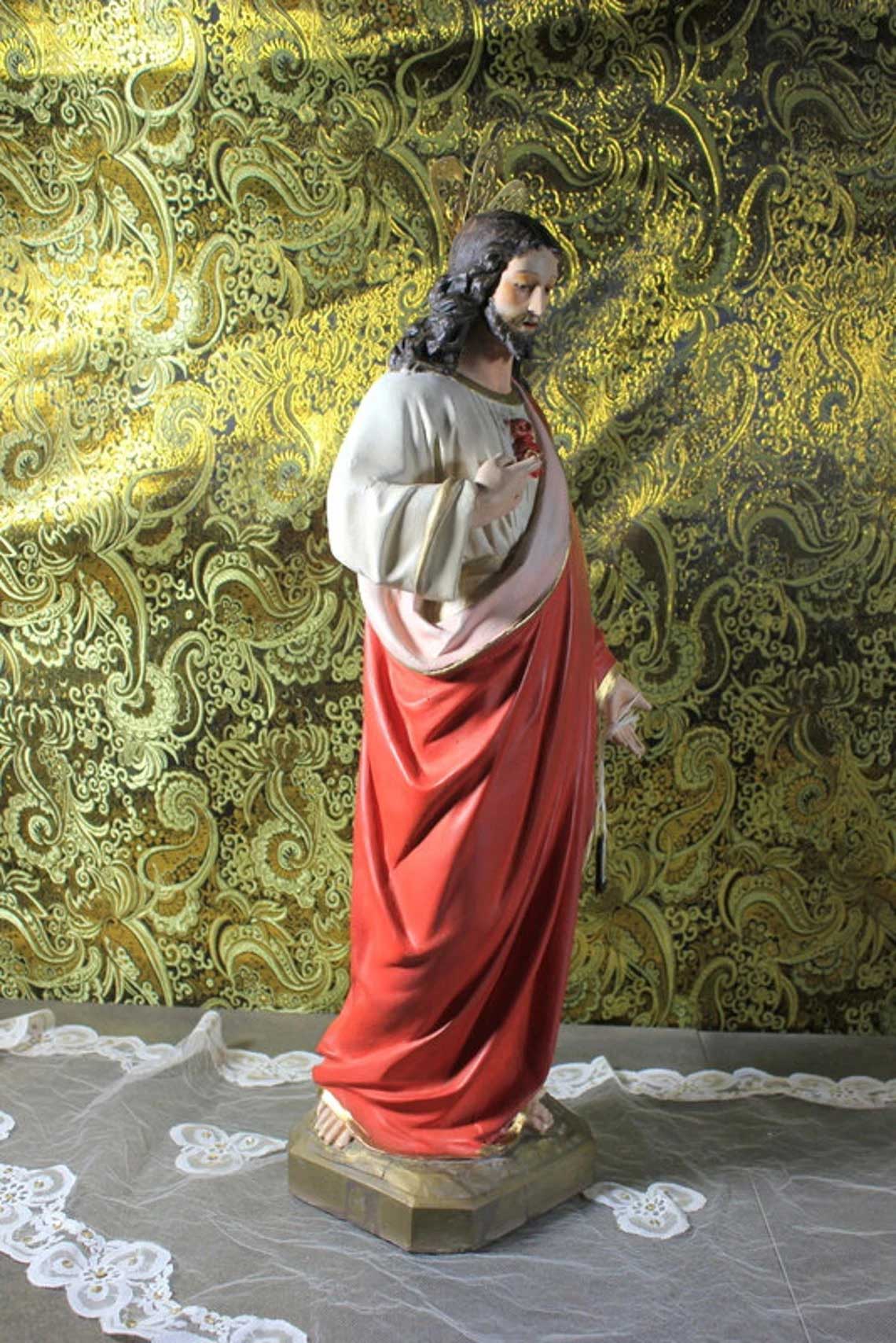 Escultura Sagrado Corazón Jesús, Gran Escultura de Jesús 55cm, - Imagen 5