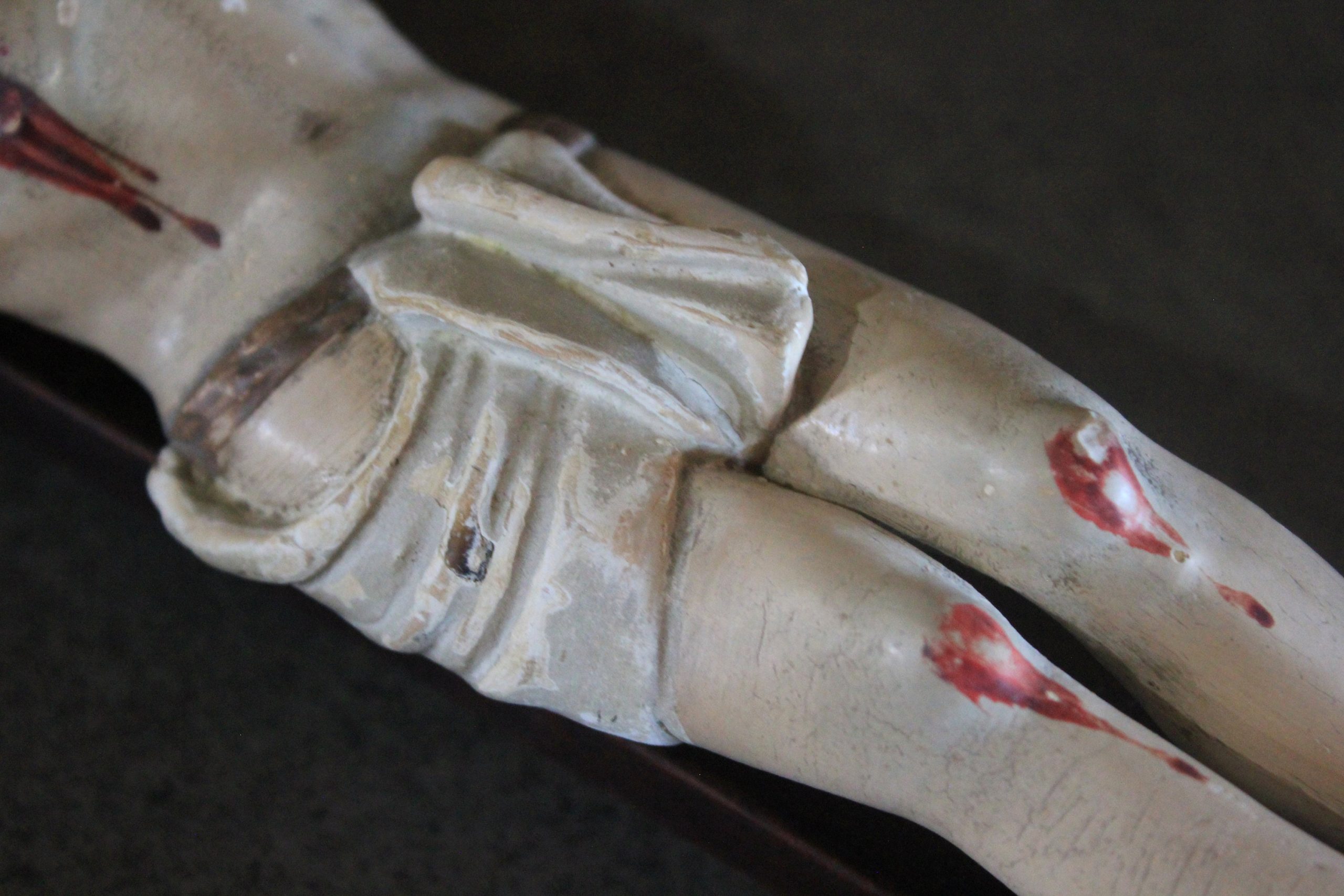 Crucifijo de Talla de Madera, Antiguo Crucifijo, Crucifijo Talla, Estucado y Policromado, Crucifijo de Pared, Cruz Madera - Imagen 6