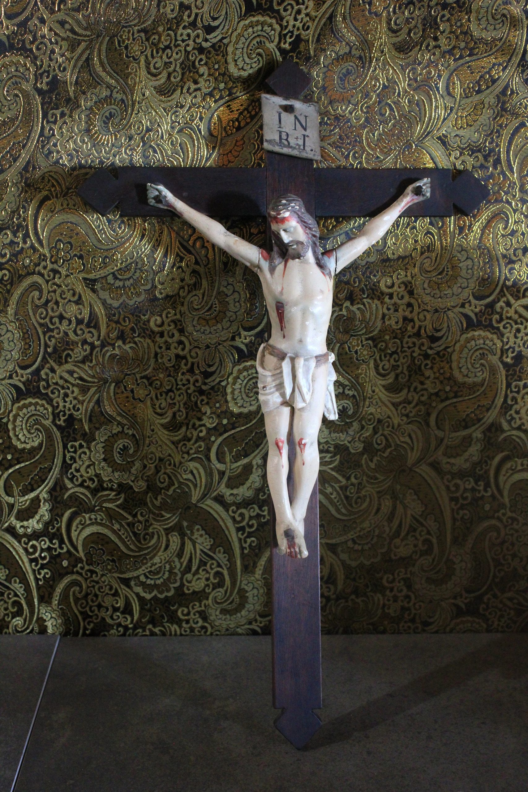 Crucifijo de Talla de Madera, Antiguo Crucifijo, Crucifijo Talla, Estucado y Policromado, Crucifijo de Pared, Cruz Madera - Imagen 4