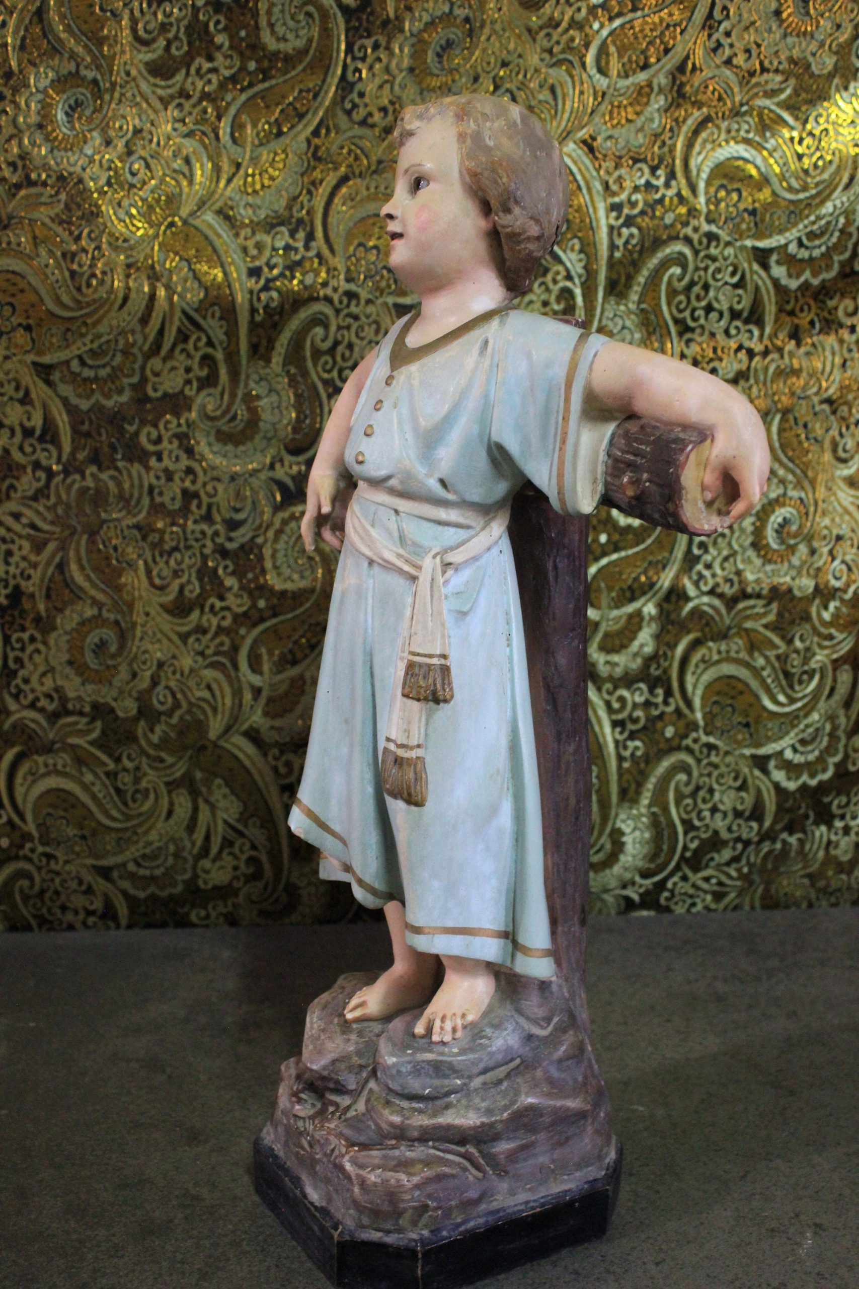 Antiguo San Juanito, Escultura Religiosa, Antigua Escultura Juanito, Escultura Escayola, Niño Ojos Cristal, Niño Olot. - Imagen 7