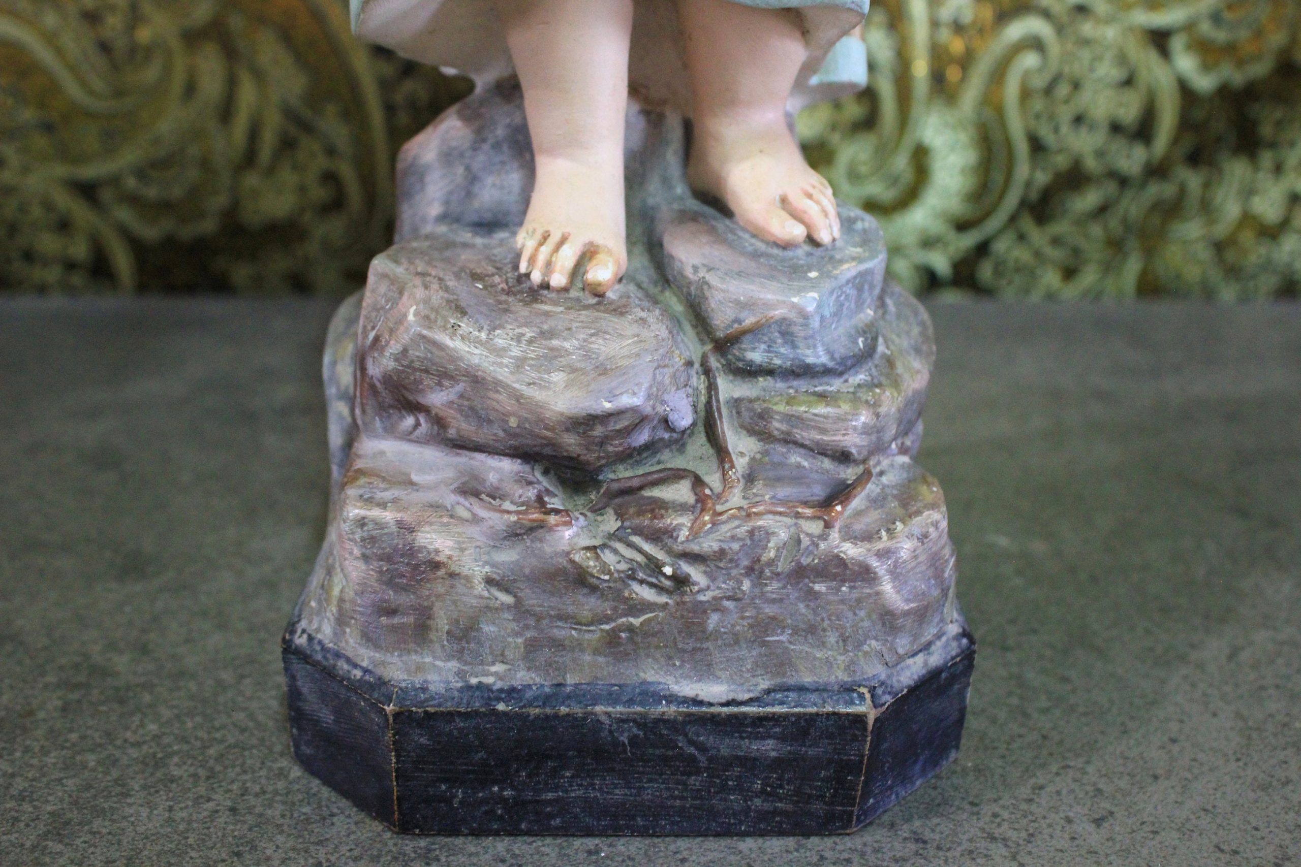 Antiguo San Juanito, Escultura Religiosa, Antigua Escultura Juanito, Escultura Escayola, Niño Ojos Cristal, Niño Olot. - Imagen 4