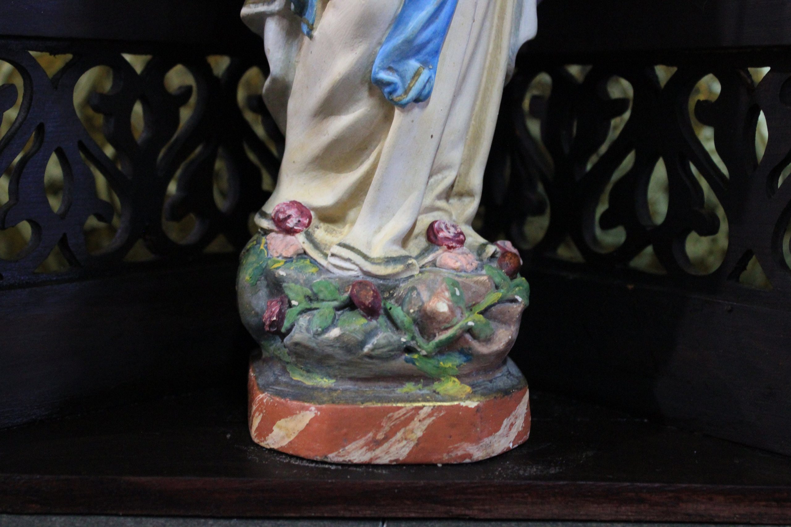 Capilla con Virgen de Lourdes, Capilla de Madera, Hornacina con Virgen, Antigua Hornacina, Capilla Neogótica, Escultura Escayola - Imagen 3