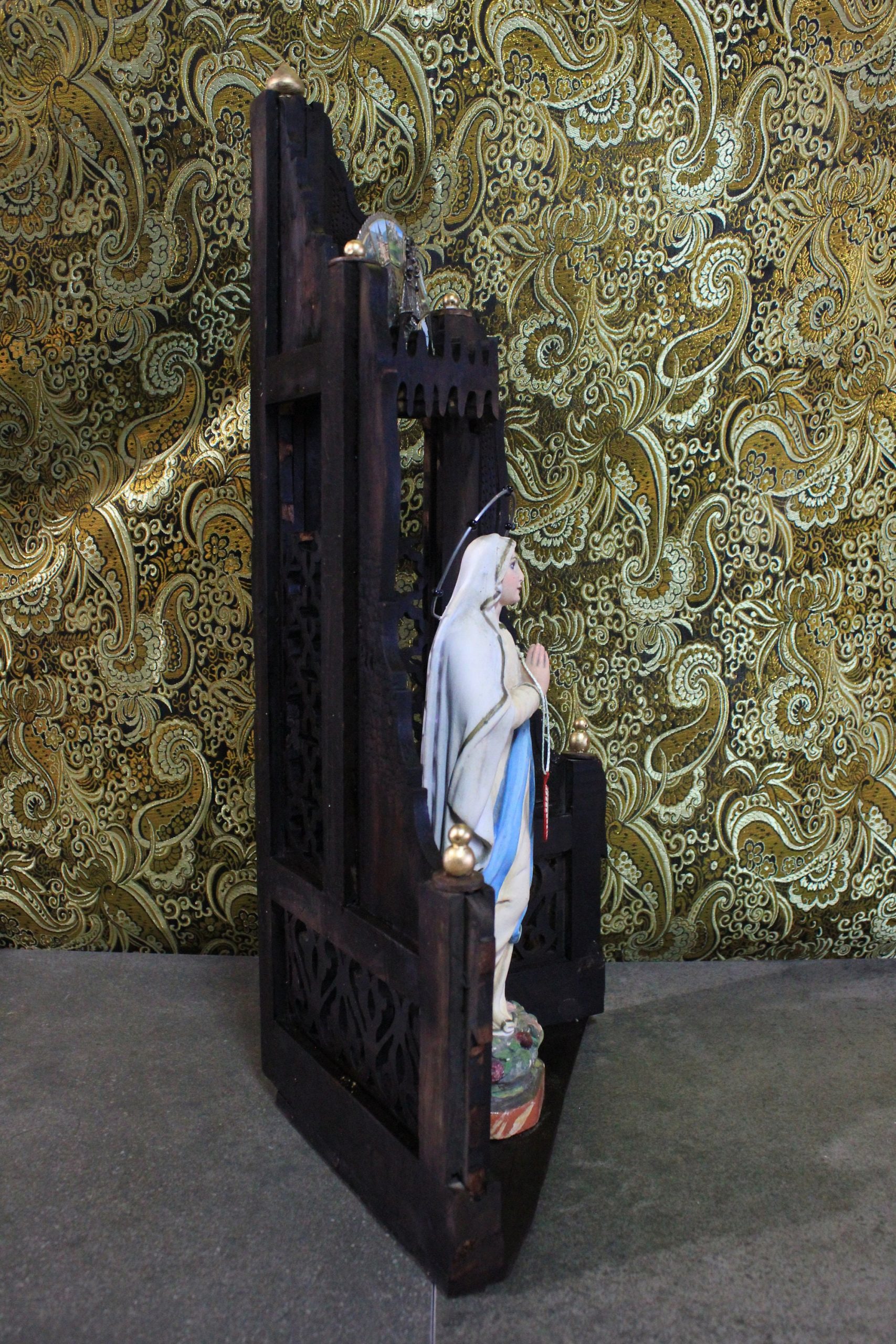 Capilla con Virgen de Lourdes, Capilla de Madera, Hornacina con Virgen, Antigua Hornacina, Capilla Neogótica, Escultura Escayola - Imagen 9