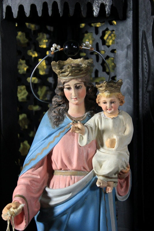 Capilla con Virgen Auxiliadora, Capilla de Madera, Hornacina con Virgen, Antigua Hornacina, Capilla Neogótica, Conjunto Escultórico - Imagen 4