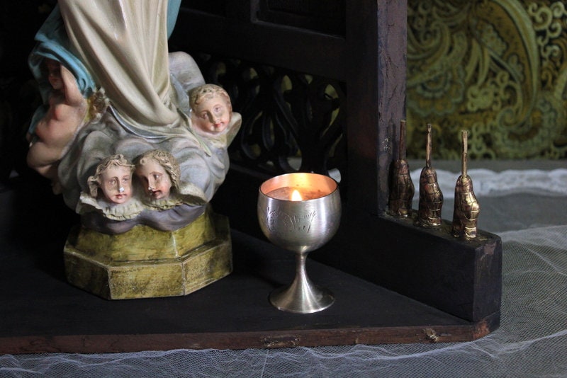 Capilla con Virgen de la Inmaculada, Capilla de Madera, Hornacina con Virgen, Antigua Hornacina, Capilla Neogótica, Escultura Escayola - Imagen 2