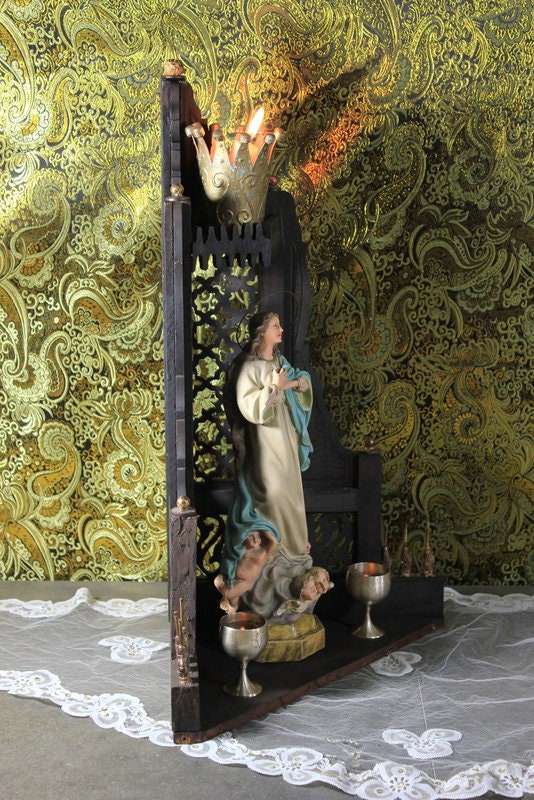 Capilla con Virgen de la Inmaculada, Capilla de Madera, Hornacina con Virgen, Antigua Hornacina, Capilla Neogótica, Escultura Escayola - Imagen 5