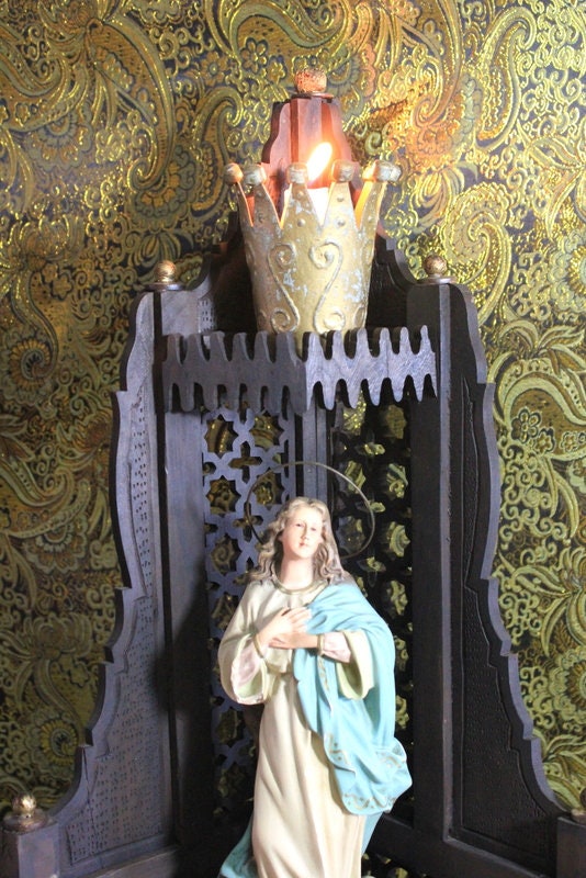 Capilla con Virgen de la Inmaculada, Capilla de Madera, Hornacina con Virgen, Antigua Hornacina, Capilla Neogótica, Escultura Escayola - Imagen 8