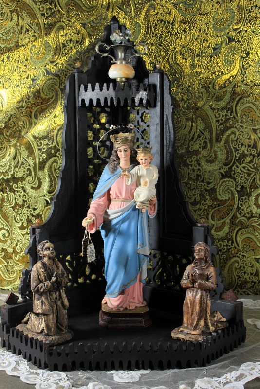 Capilla con Virgen Auxiliadora, Capilla de Madera, Hornacina con Virgen, Antigua Hornacina, Capilla Neogótica, Conjunto Escultórico - Imagen 9