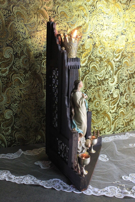 Capilla con Virgen de la Inmaculada, Capilla de Madera, Hornacina con Virgen, Antigua Hornacina, Capilla Neogótica, Escultura Escayola - Imagen 10