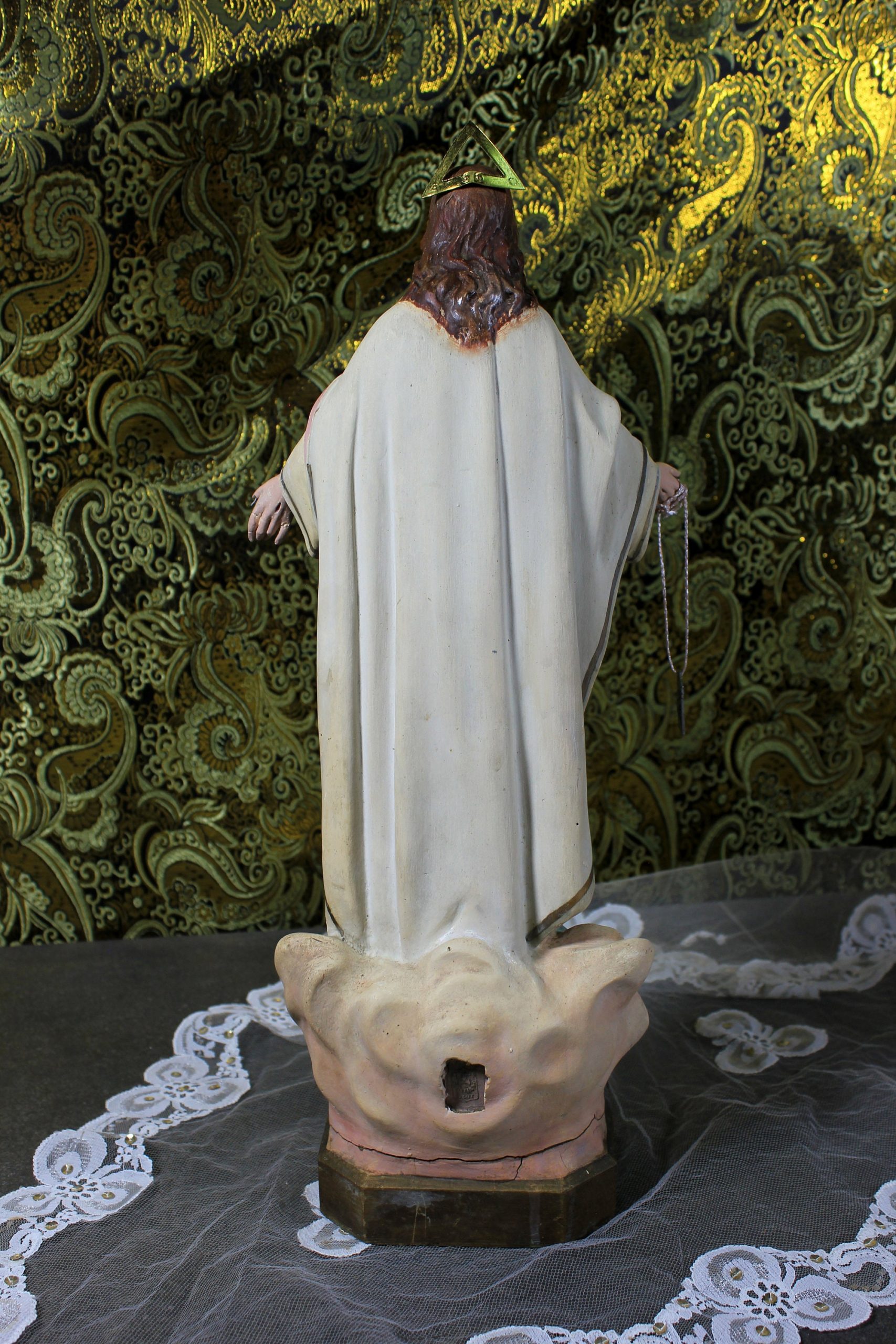 Escultura Sagrado Corazón Jesús, Escultura Jesús 42 cm, Sagrado Corazón, Figura Jesús, Escultura Escayola Jesús, Jesús Ojos Cristal, Olot . - Imagen 6