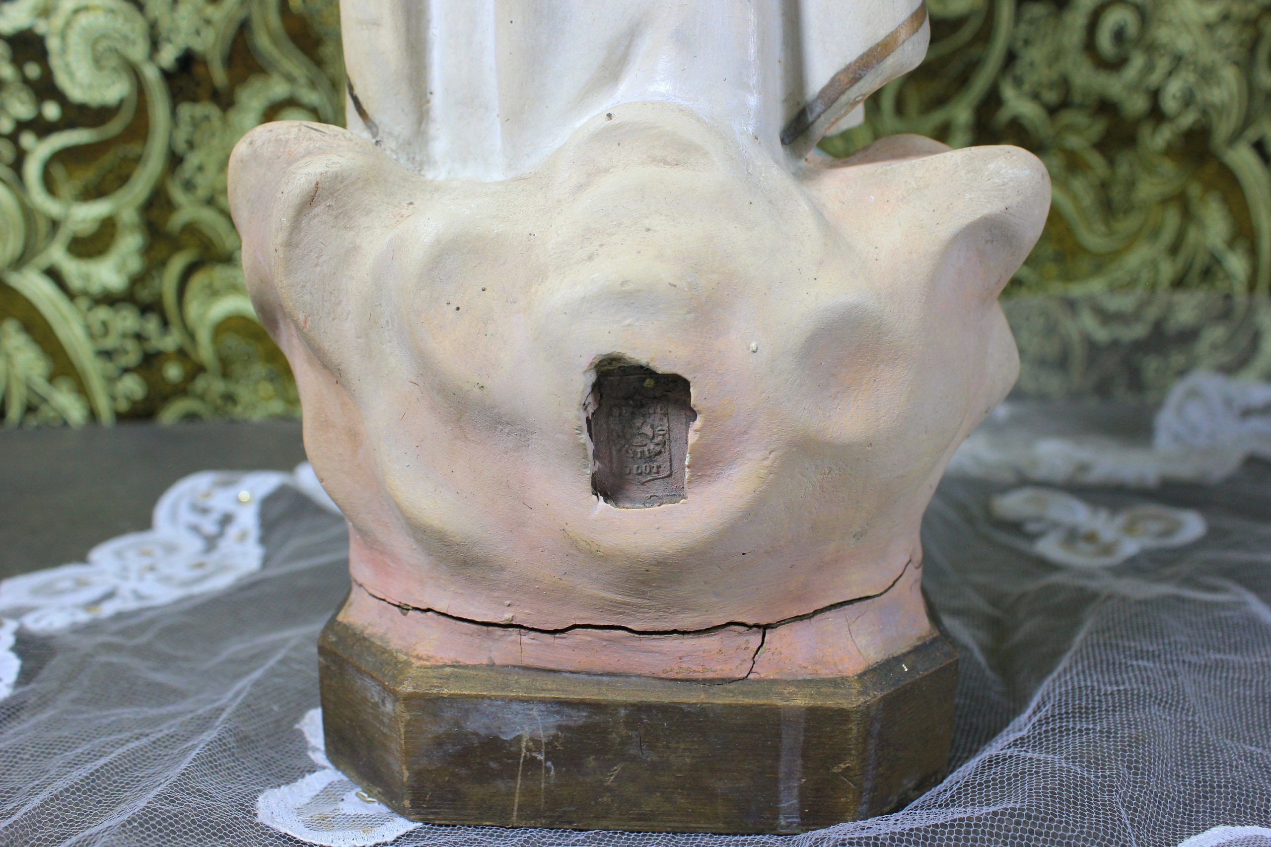 Escultura Sagrado Corazón Jesús, Escultura Jesús 42 cm, Sagrado Corazón, Figura Jesús, Escultura Escayola Jesús, Jesús Ojos Cristal, Olot . - Imagen 10