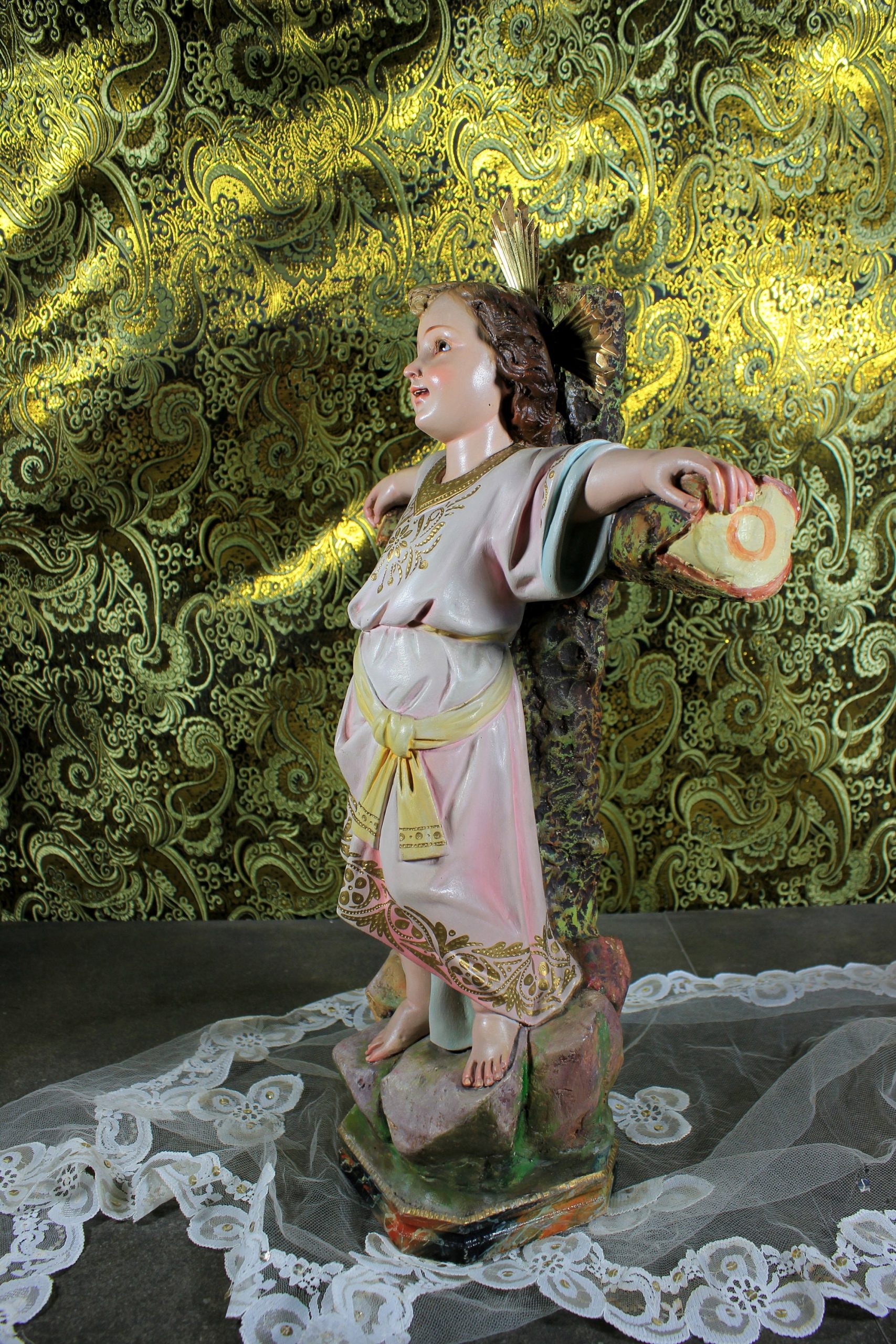 Antiguo San Juanito, Escultura Religiosa Santo, Antigua Escultura Juanito, Escultura Escayola, Niño Olot, Barcelona - Imagen 6