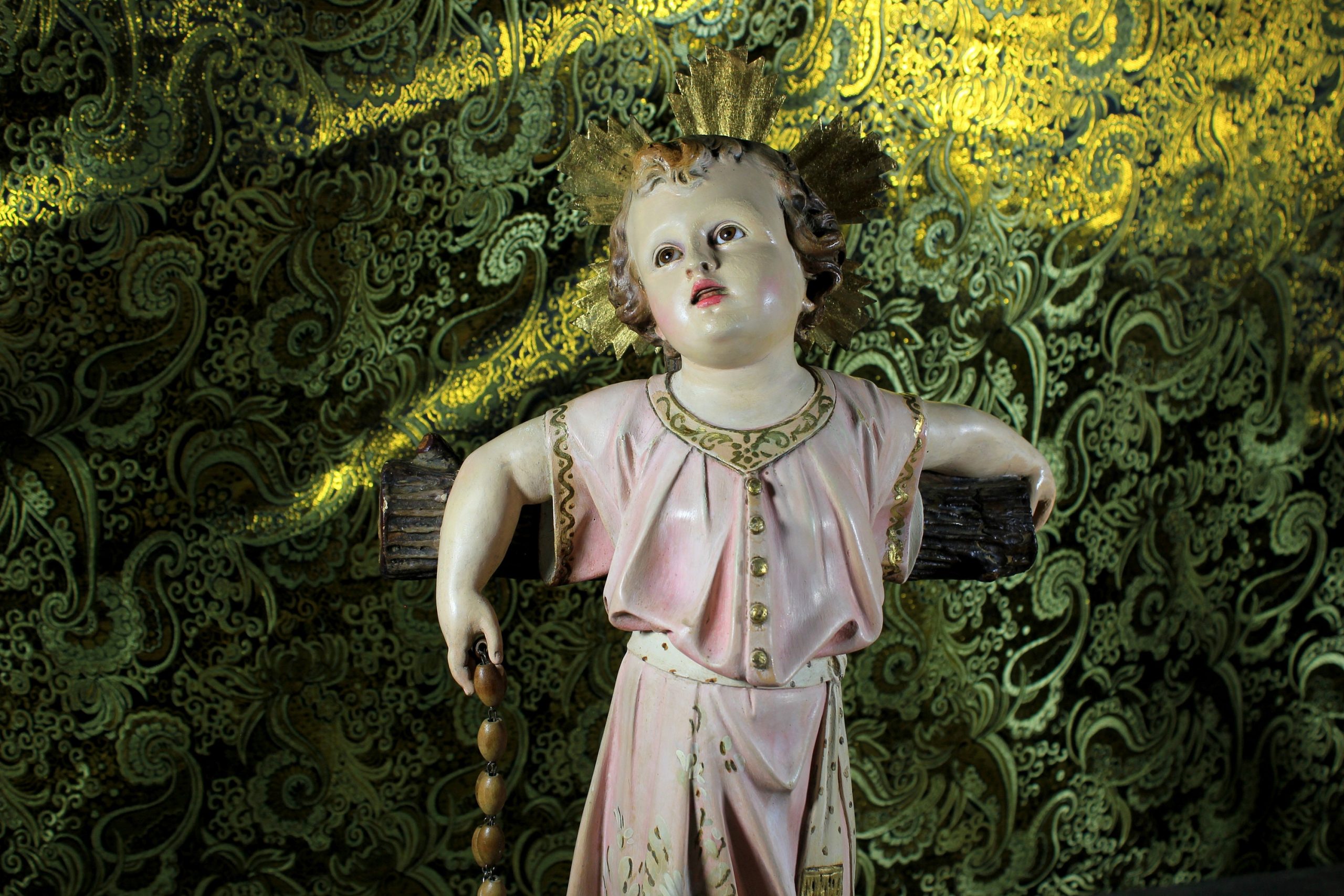 Antiguo San Juanito, Escultura Religiosa Santo, Antigua Escultura Juanito, Escultura Escayola, Niño Ojos Cristal, Niño Olot, Barcelona - Imagen 10