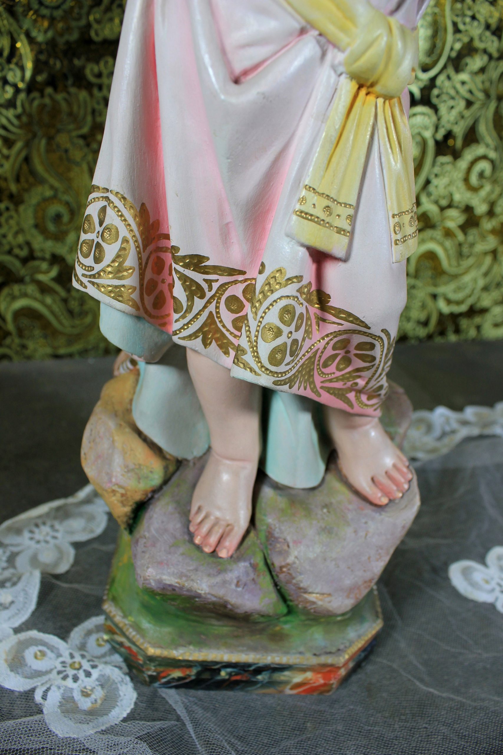 Antiguo San Juanito, Escultura Religiosa Santo, Antigua Escultura Juanito, Escultura Escayola, Niño Olot, Barcelona - Imagen 4