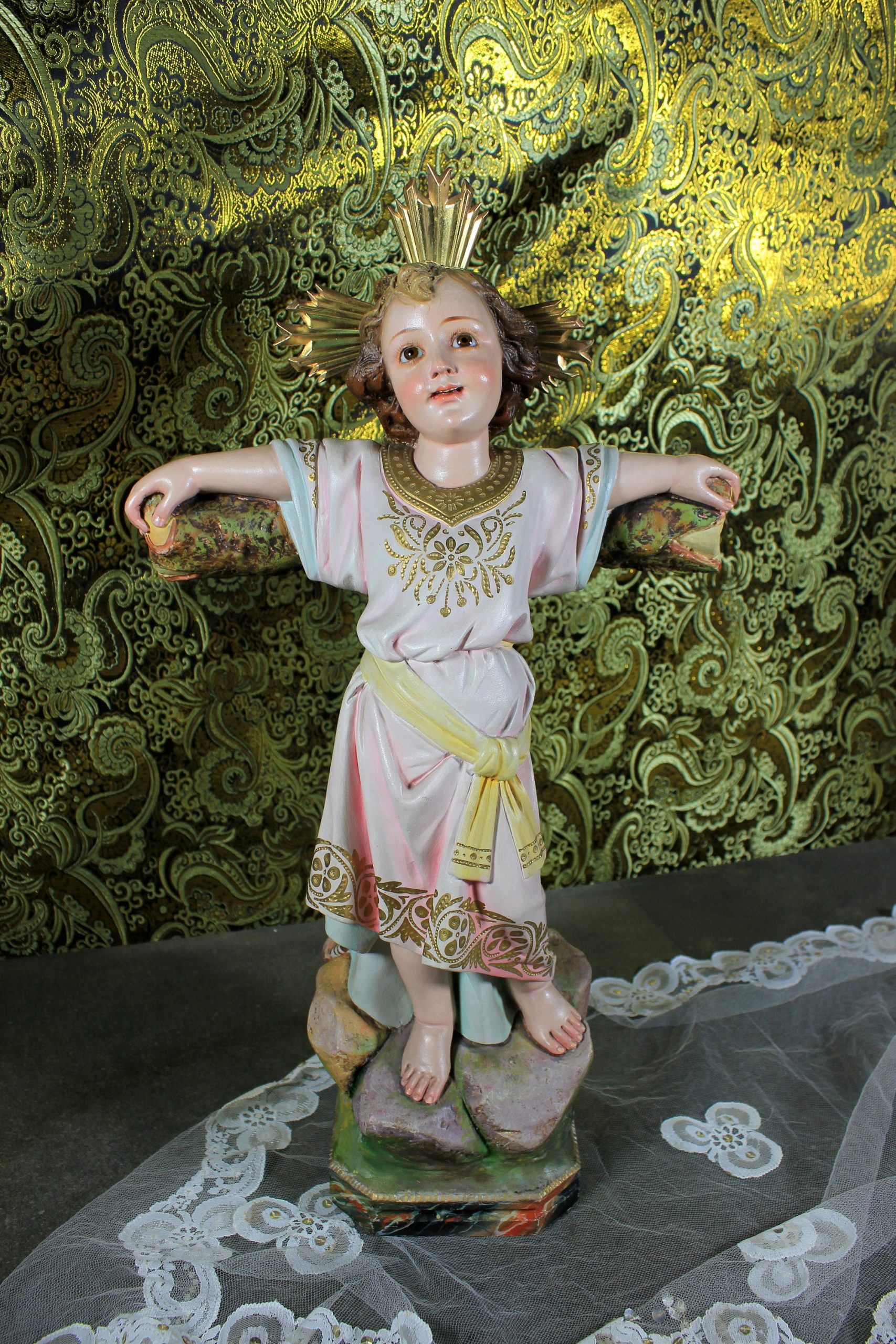 Antiguo San Juanito, Escultura Religiosa Santo, Antigua Escultura Juanito, Escultura Escayola, Niño Olot, Barcelona - Imagen 7