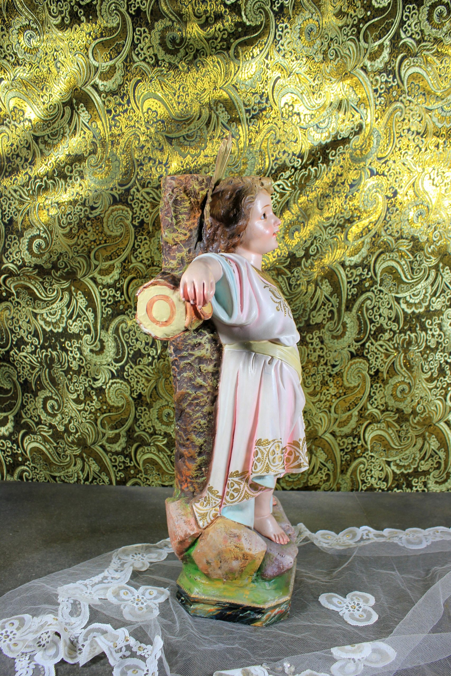 Antiguo San Juanito, Escultura Religiosa Santo, Antigua Escultura Juanito, Escultura Escayola, Niño Olot, Barcelona - Imagen 9