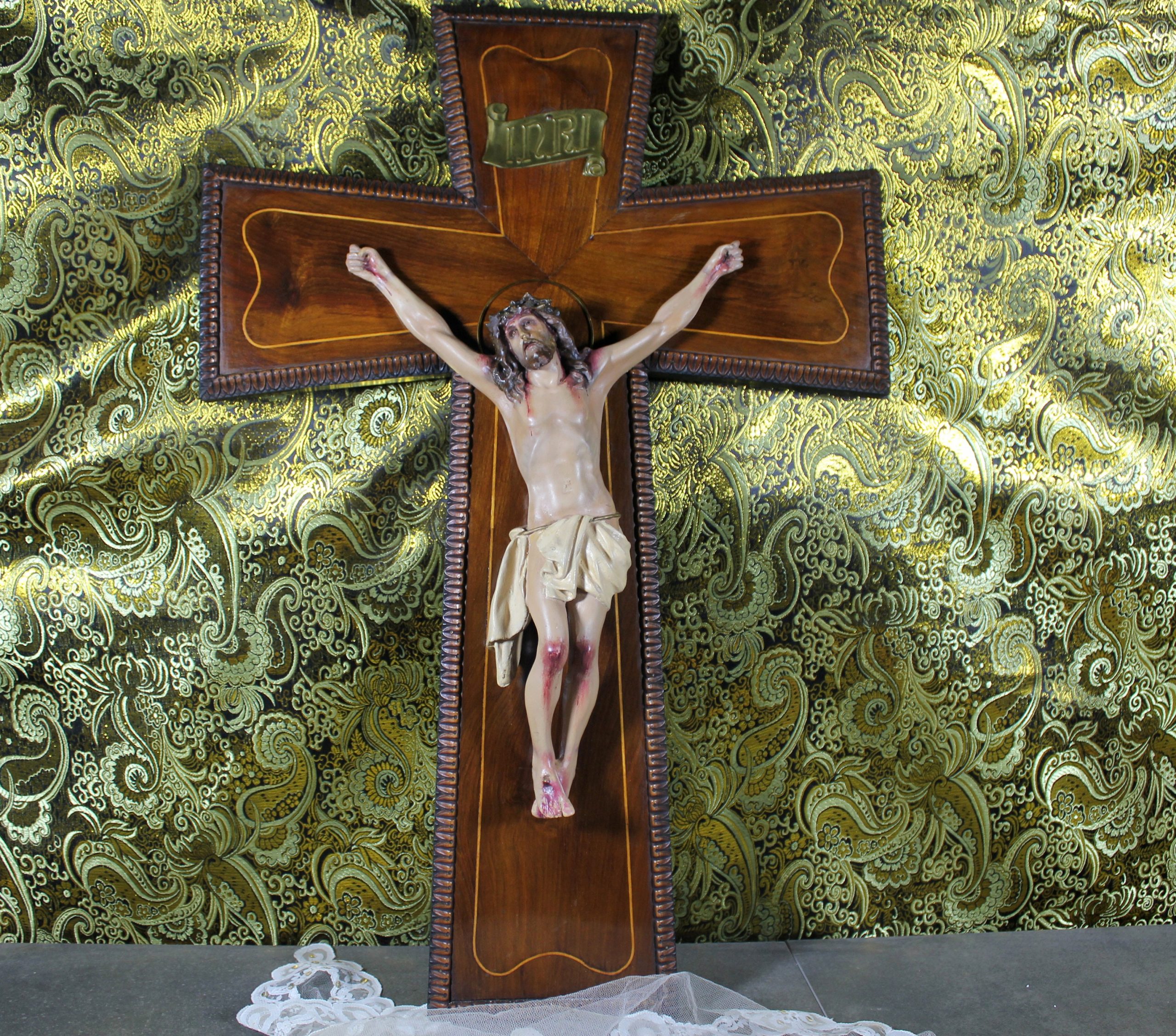 Antiguo Crucifijo, Crucifijo Cristo de Escayola, Antiguo Crucifijo Escayola, Antigua Cruz Madera, Crucifijo Católico, Cruz de Madera, España - Imagen 7