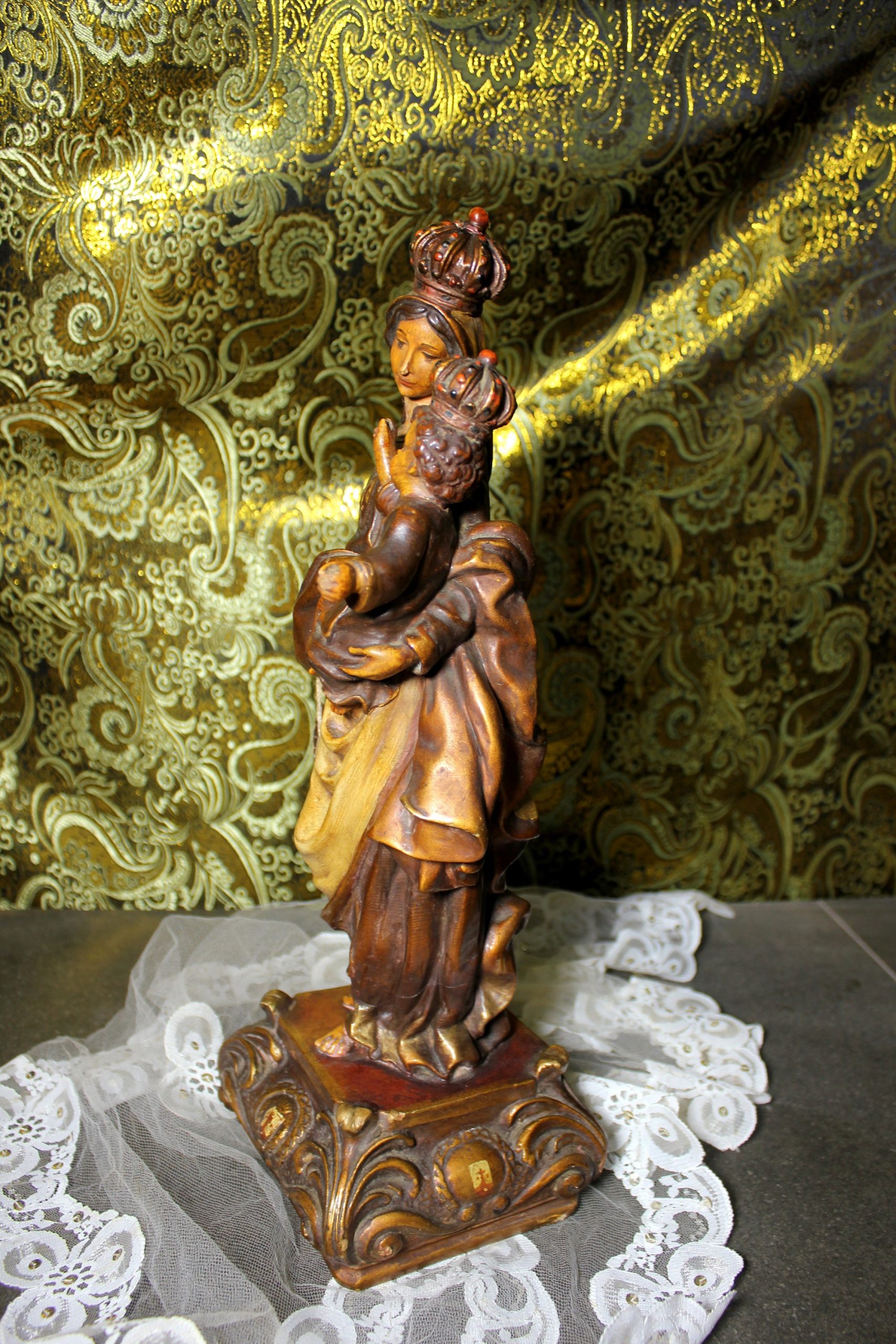 Estatua Virgen y Niño, Antigua Virgen Carmen, Escultura Virgen, Virgen Carmen, Estatua Nuestra Señora, Estatua Madonna,Virgen Monte Carmelo - Imagen 3