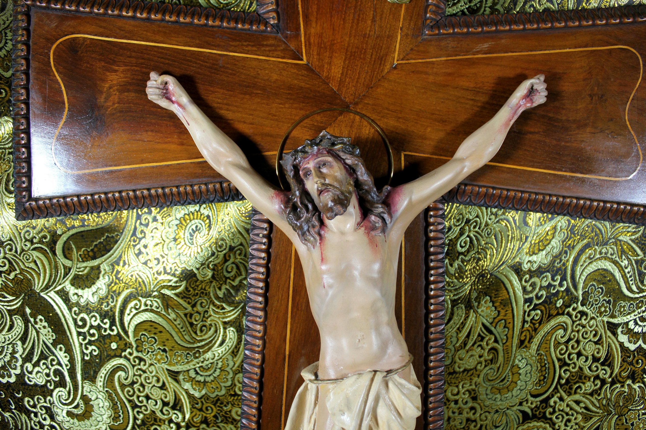 Antiguo Crucifijo, Crucifijo Cristo de Escayola, Antiguo Crucifijo Escayola, Antigua Cruz Madera, Crucifijo Católico, Cruz de Madera, España - Imagen 3