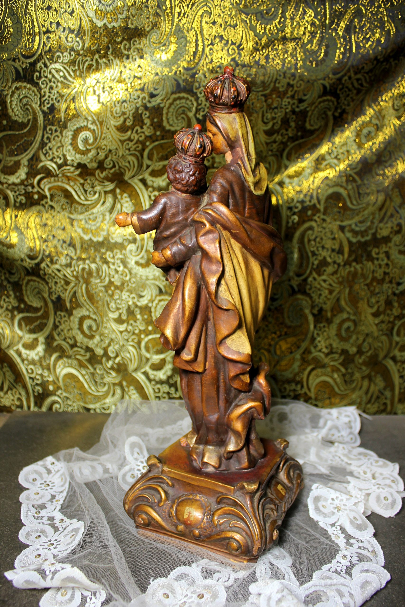 Estatua Virgen y Niño, Antigua Virgen Carmen, Escultura Virgen, Virgen Carmen, Estatua Nuestra Señora, Estatua Madonna,Virgen Monte Carmelo - Imagen 6