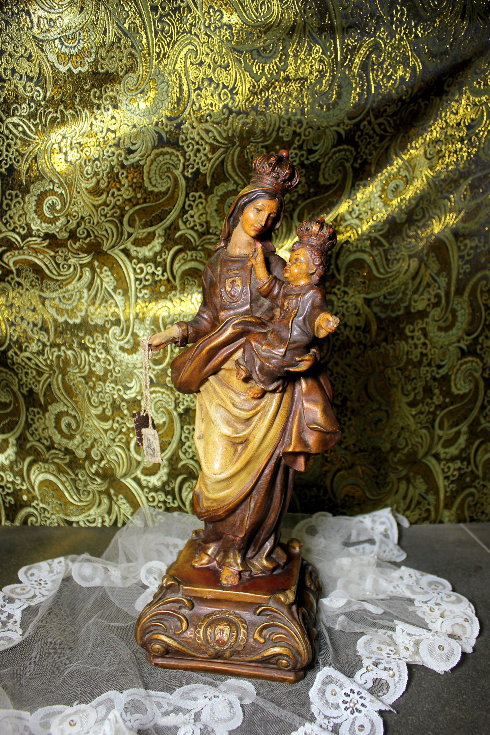 Estatua Virgen y Niño, Antigua Virgen Carmen, Escultura Virgen, Virgen Carmen, Estatua Nuestra Señora, Estatua Madonna,Virgen Monte Carmelo - Imagen 9