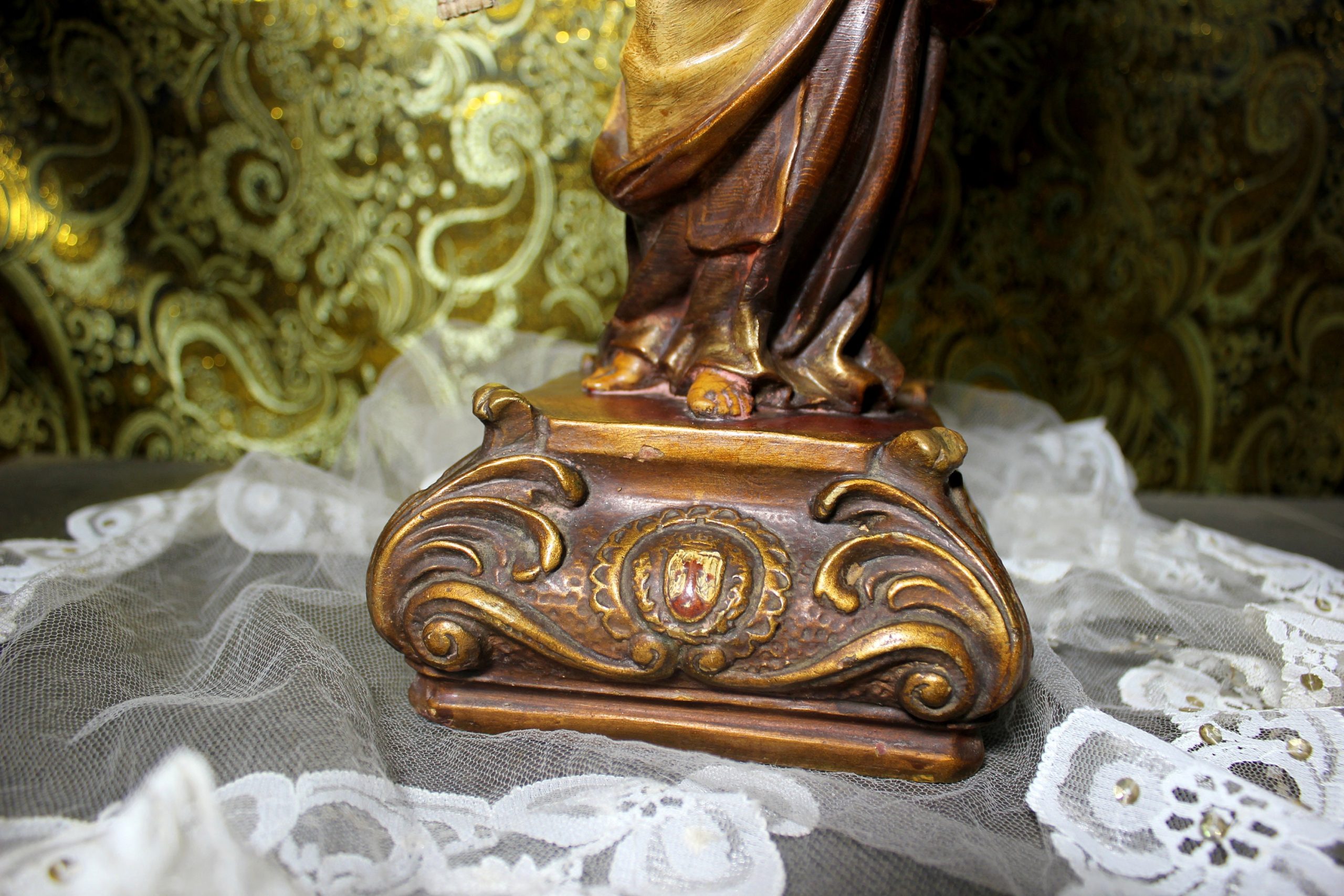 Estatua Virgen y Niño, Antigua Virgen Carmen, Escultura Virgen, Virgen Carmen, Estatua Nuestra Señora, Estatua Madonna,Virgen Monte Carmelo - Imagen 5