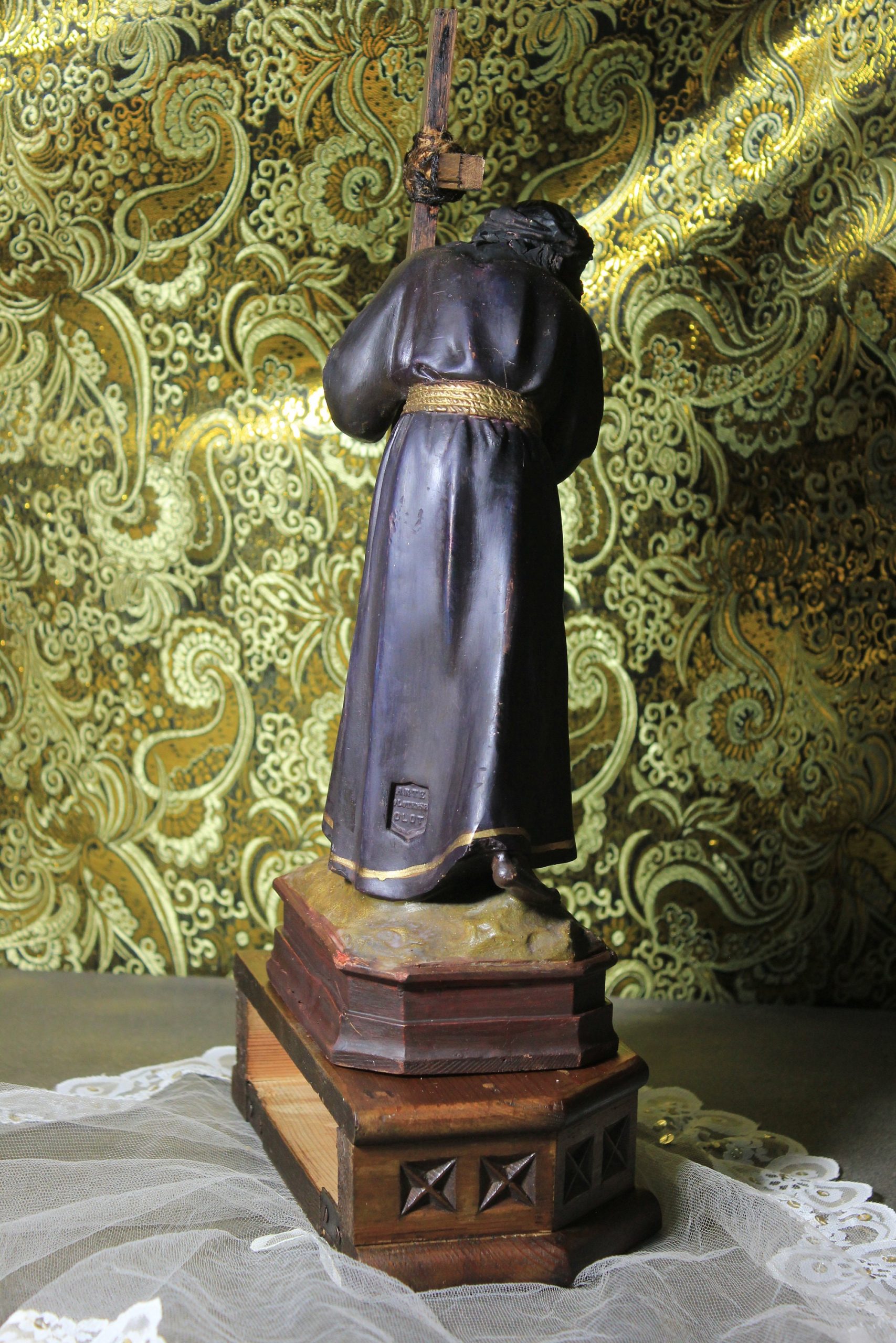 Estatua Jesús de Nazaret, Antiguo Cristo Nazareno, Antigua Escultura Jesús, Escultura de Jesús con la Cruz, Escultura Española Nazareno Olot - Imagen 6