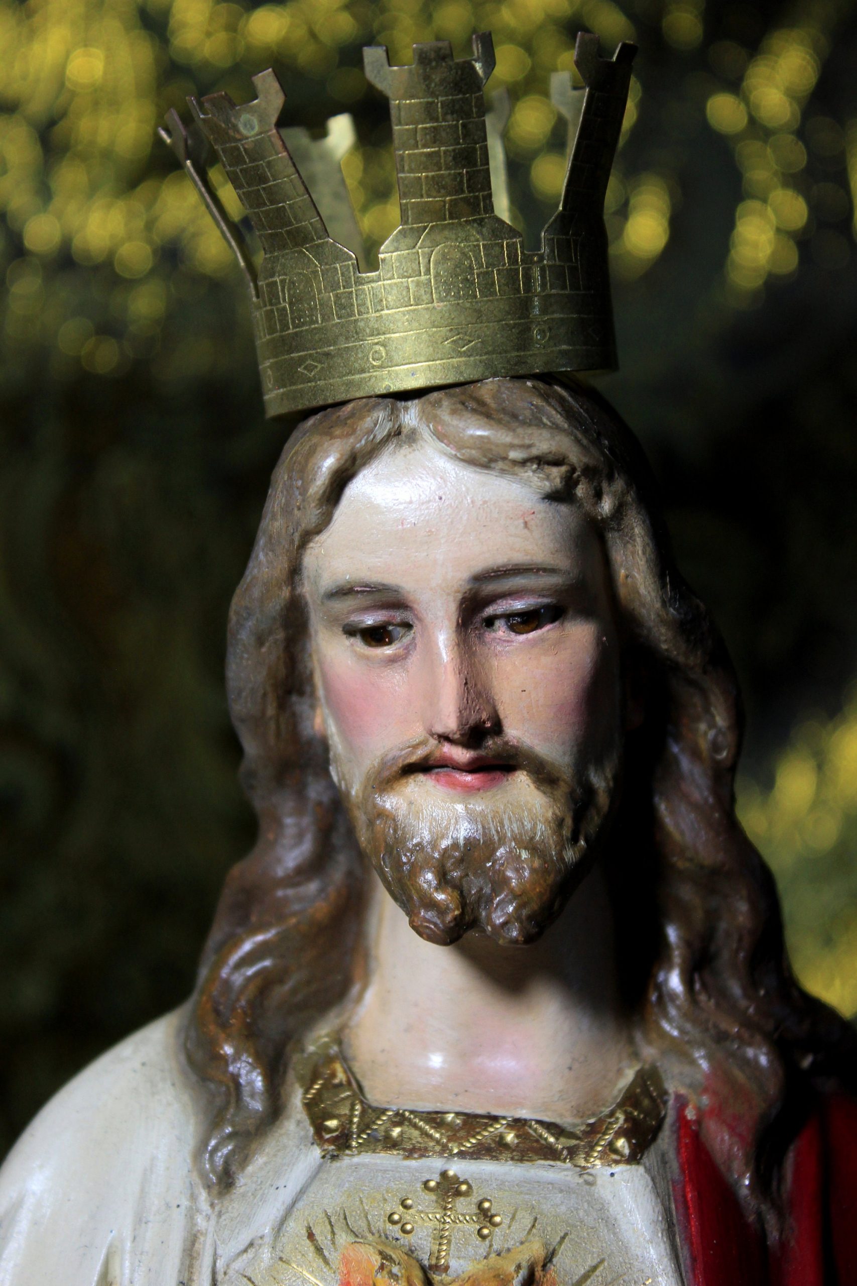 Escultura Sagrado Corazón Jesús, Escultura de Jesús 44cm, Sagrado Corazón, Figura de Jesús, Escultura Escayola Jesús, Ojos de Cristal, Olot. - Imagen 4