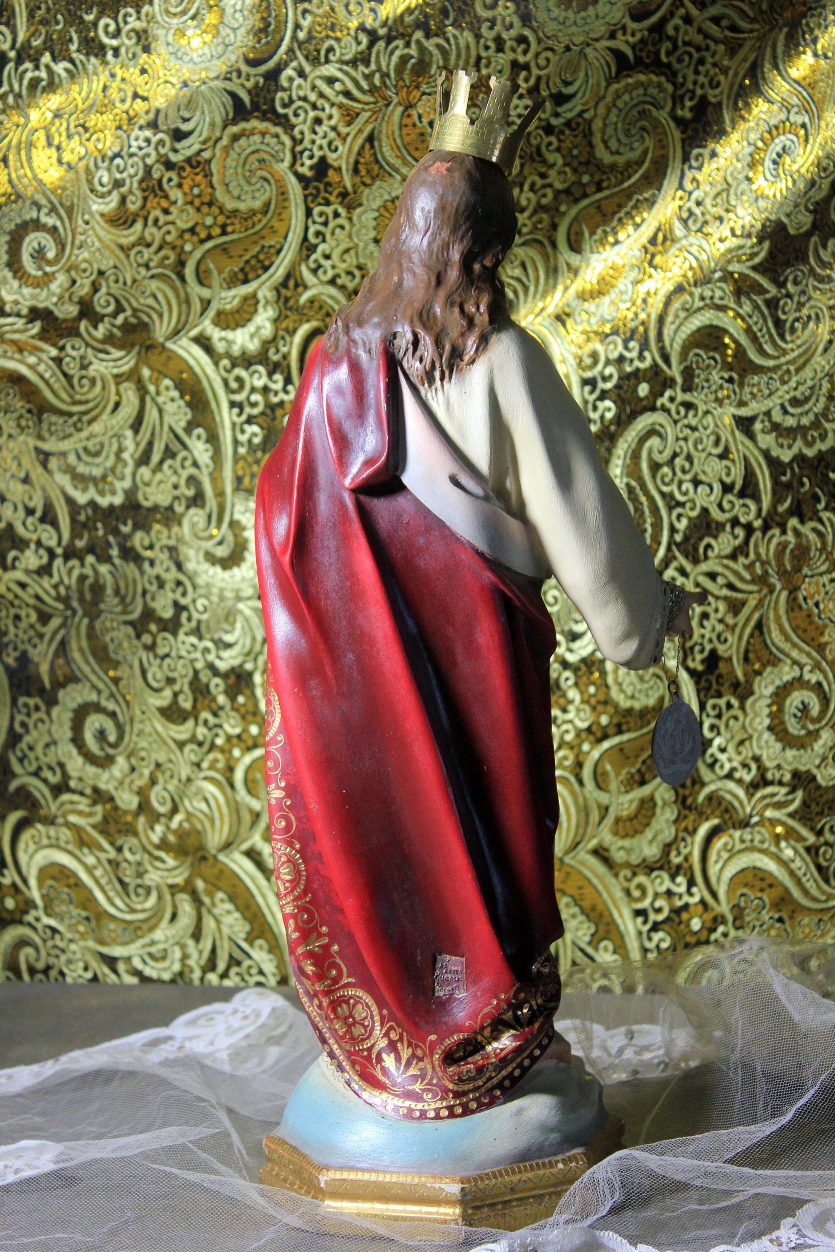 Escultura Sagrado Corazón Jesús, Escultura de Jesús 44cm, Sagrado Corazón, Figura de Jesús, Escultura Escayola Jesús, Ojos de Cristal, Olot. - Imagen 2