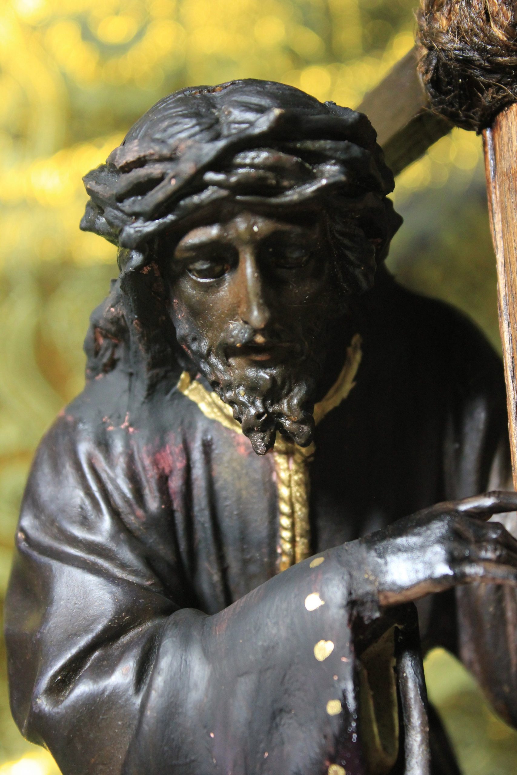Estatua Jesús de Nazaret, Antiguo Cristo Nazareno, Antigua Escultura Jesús, Escultura de Jesús con la Cruz, Escultura Española Nazareno Olot - Imagen 2