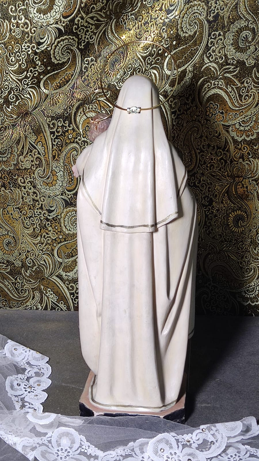 Estatua Virgen y Niño, Antigua Virgen del Carmen, Escultura Virgen, Virgen Carmen, Estatua Nuestra Señora, Estatua Madonna, Ojos Cristal - Imagen 10