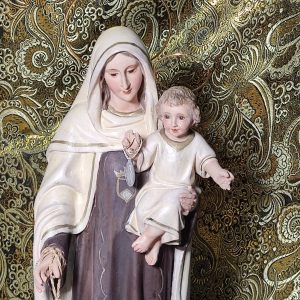 Estatua Virgen y Niño, Antigua Virgen del Carmen, Escultura Virgen, Virgen Carmen, Estatua Nuestra Señora, Estatua Madonna, Ojos Cristal