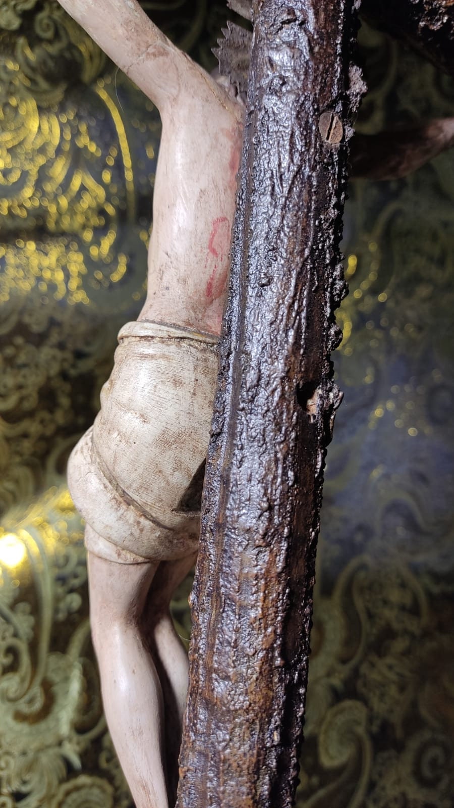 Antiguo Crucifijo, Ojos Pintados, Crucifijo Iglesia, Crucifijo Monte Carmelo, Crucifijo Escayola de mesa, Crucifijo Cristo, Cruz Madera - Imagen 5