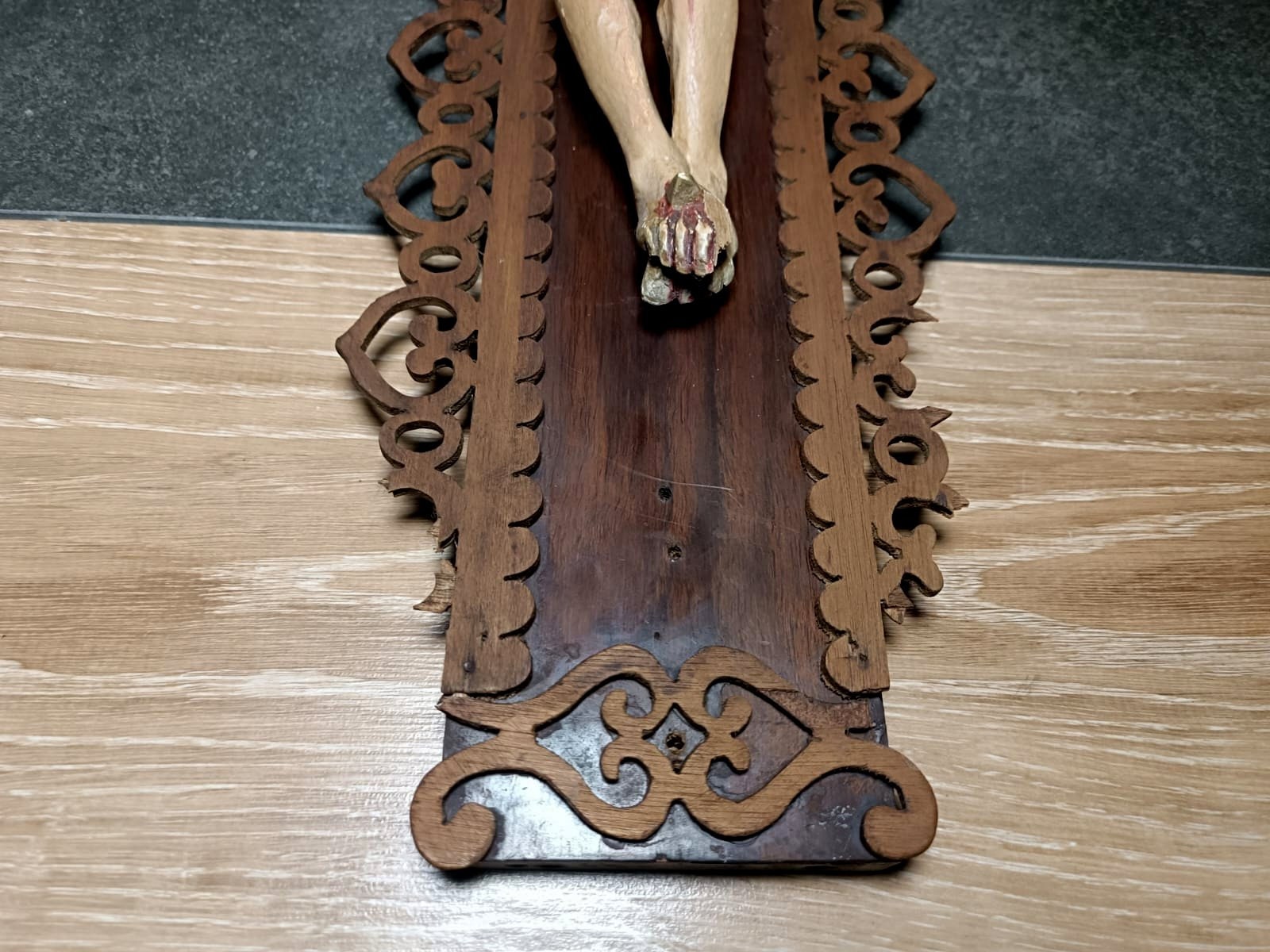 Crucifijo XIX, Talla Cristo, Antiguo Cristo Madera Policromado, Antigua Cruz Madera, Crucifijo Católico, Crucifijo Cristiano Español - Imagen 10