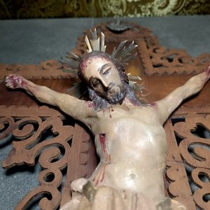 Crucifijo XIX, Talla Cristo, Antiguo Cristo Madera Policromado, Antigua Cruz Madera, Crucifijo Católico, Crucifijo Cristiano Español