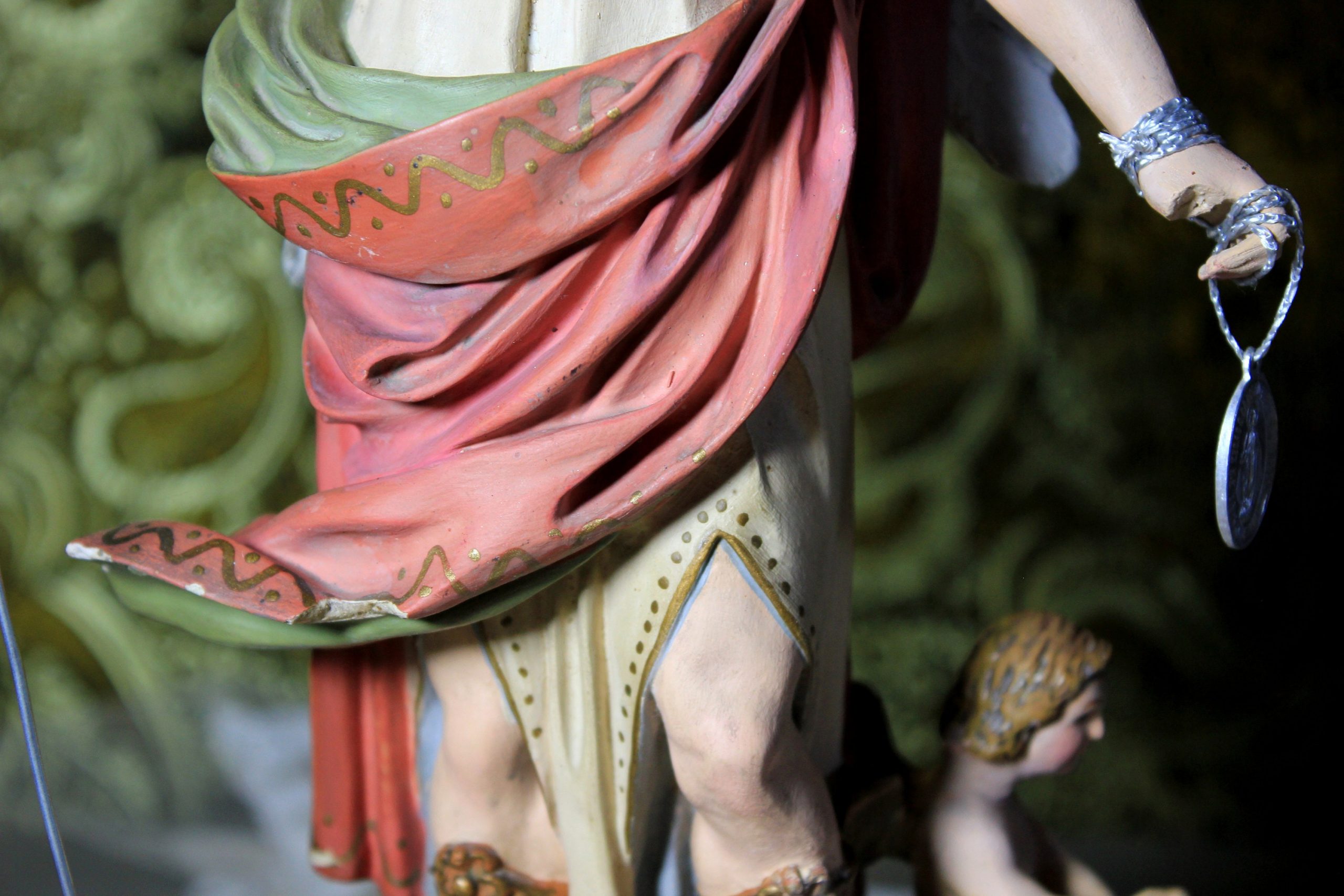 Escultura de San Rafael, , Estatua Escayola OLOT, Estatua Santo, Estatua Base de Madera, Antigua Escultura Santo, Ojos de Cristal, 40' - Imagen 2