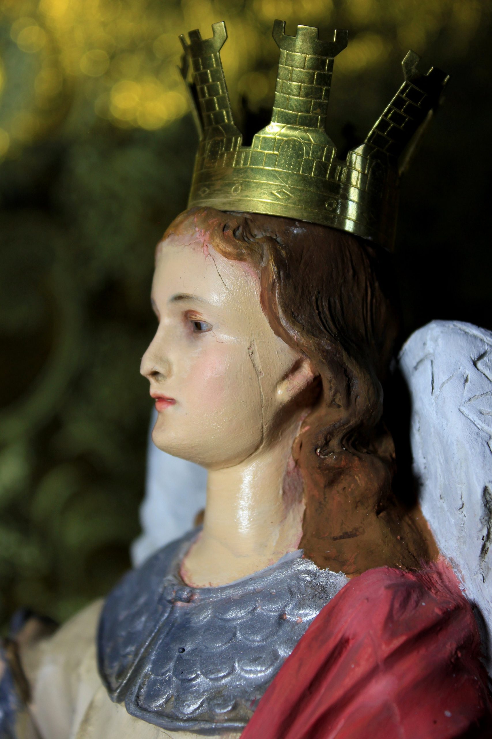 Escultura de San Rafael, , Estatua Escayola OLOT, Estatua Santo, Estatua Base de Madera, Antigua Escultura Santo, Ojos de Cristal, 40' - Imagen 4