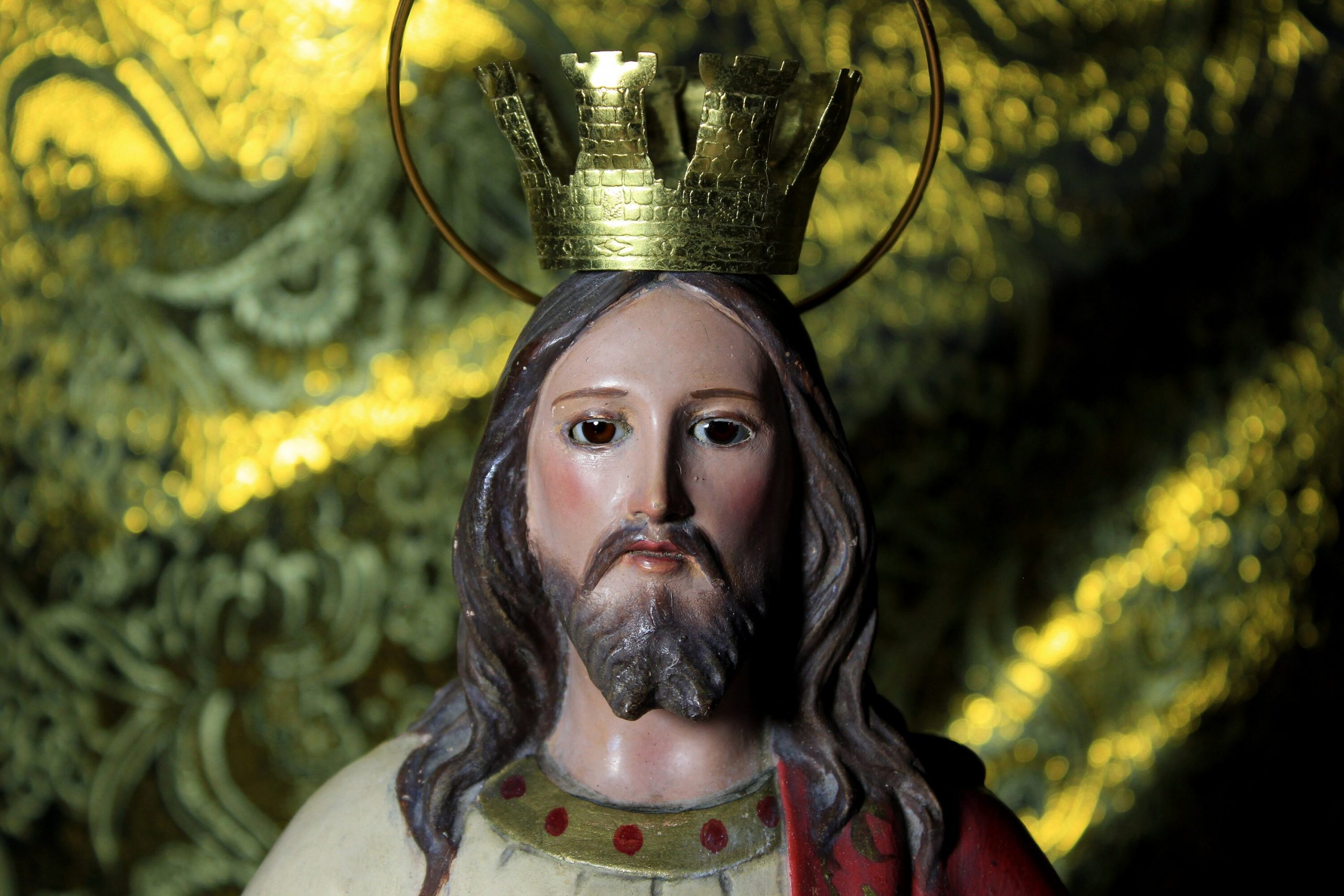 Escultura Sagrado Corazón Jesús, Escultura de Jesús 56cm, Sagrado Corazón, Figura de Jesús, Escultura Escayola Jesús, Ojos de Cristal, Olot. - Imagen 4