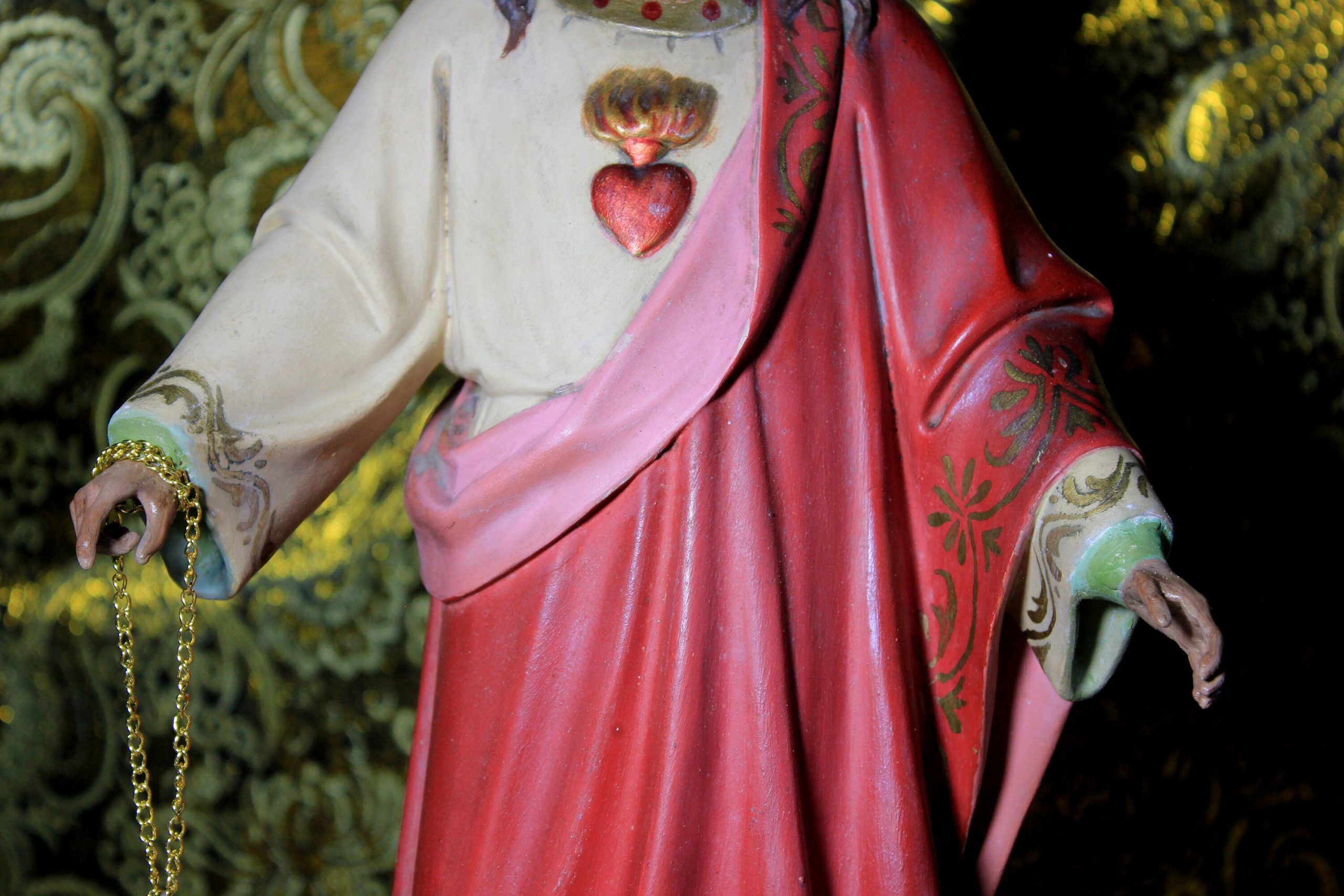 Escultura Sagrado Corazón Jesús, Escultura de Jesús 56cm, Sagrado Corazón, Figura de Jesús, Escultura Escayola Jesús, Ojos de Cristal, Olot. - Imagen 8