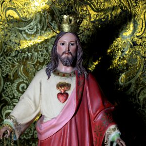 Escultura Sagrado Corazón Jesús, Escultura de Jesús 56cm, Sagrado Corazón, Figura de Jesús, Escultura Escayola Jesús, Ojos de Cristal, Olot.