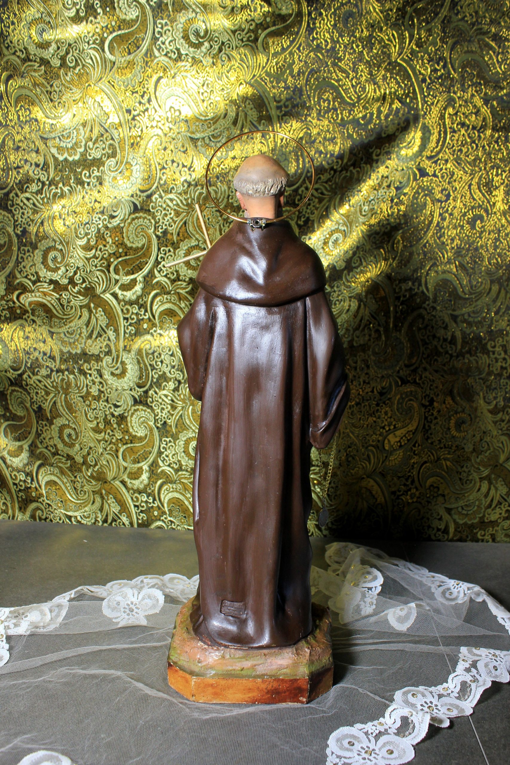 Antiguo Santo, San Francisco, Figura Religiosa 49 cm, Escultura Religiosa, Escultura de Escayola, Santo de Escayola - Imagen 6