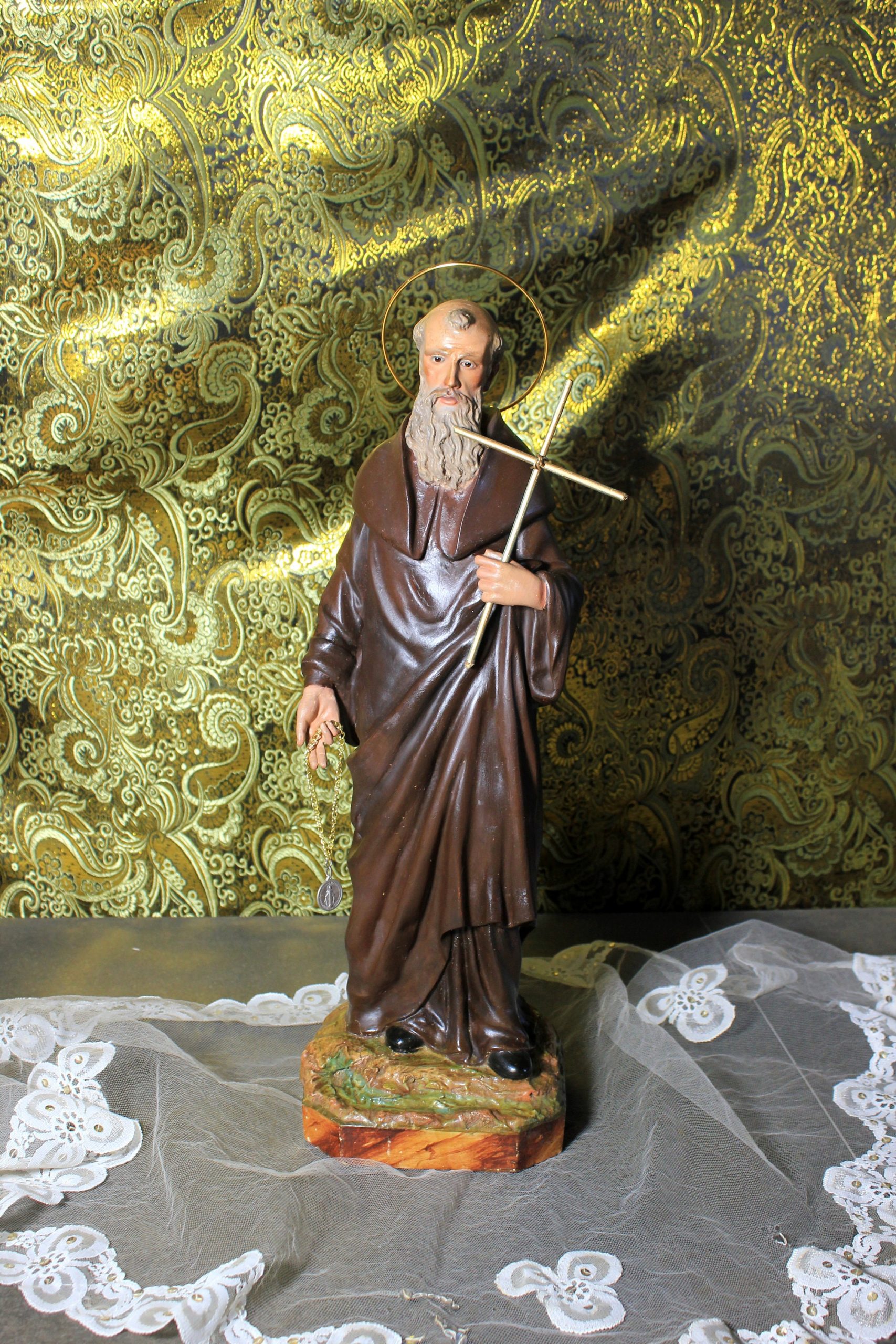 Antiguo Santo, San Francisco, Figura Religiosa 49 cm, Escultura Religiosa, Escultura de Escayola, Santo de Escayola - Imagen 7