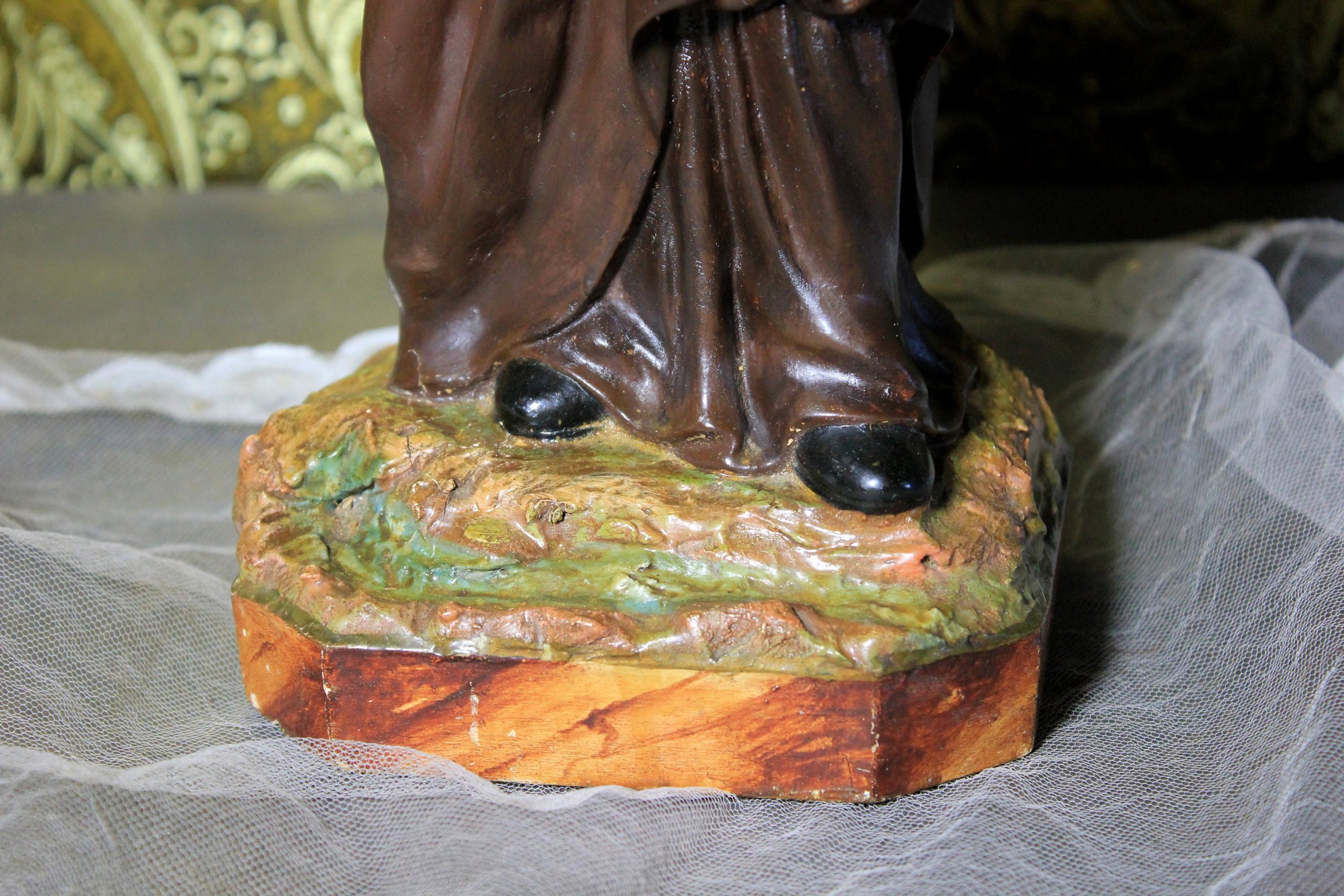 Antiguo Santo, San Francisco, Figura Religiosa 49 cm, Escultura Religiosa, Escultura de Escayola, Santo de Escayola - Imagen 3